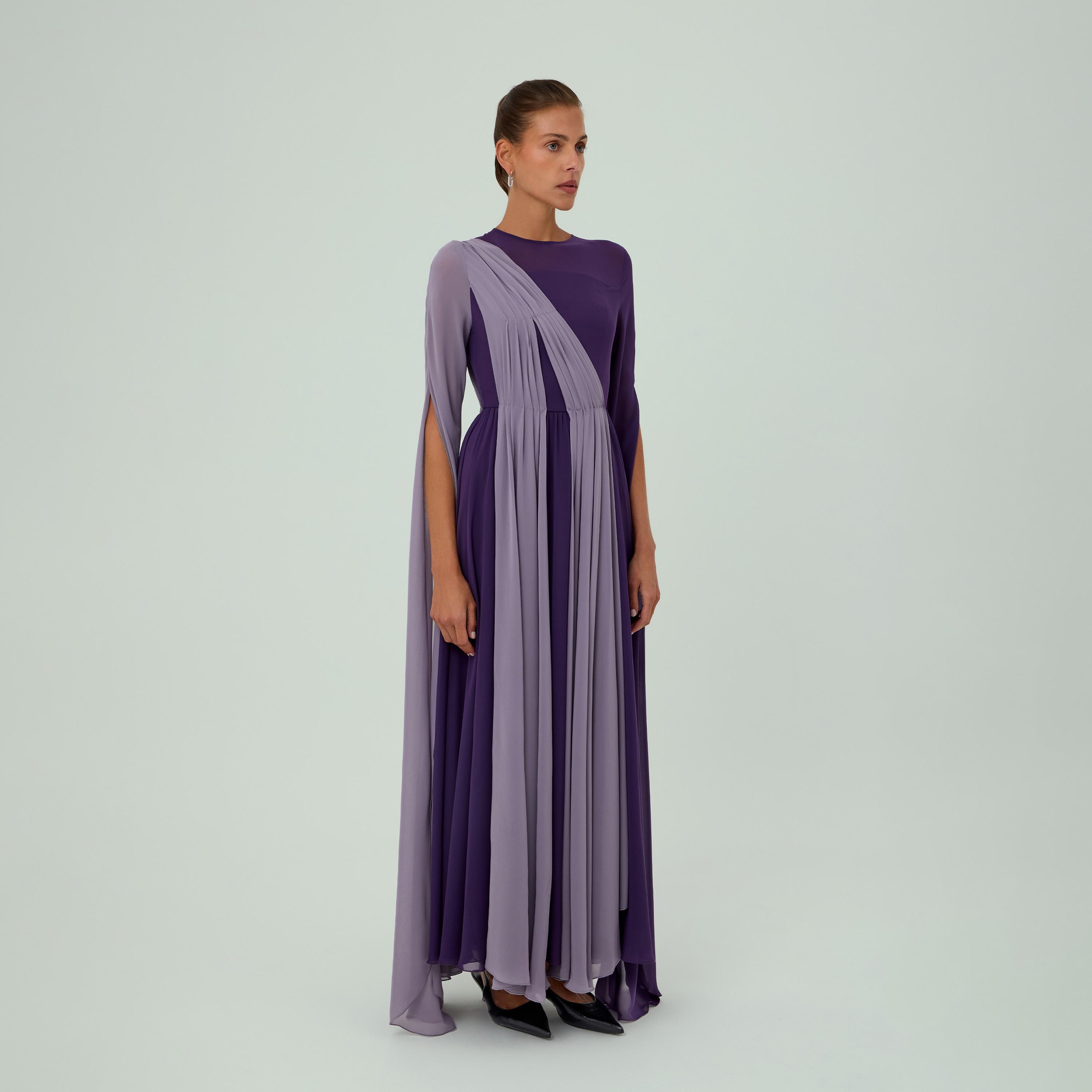 Chase Label Basma Chiffon Cape Sleeves Drape Style Women's Evening Maxi Dress-women-clothing-dresses-image-2