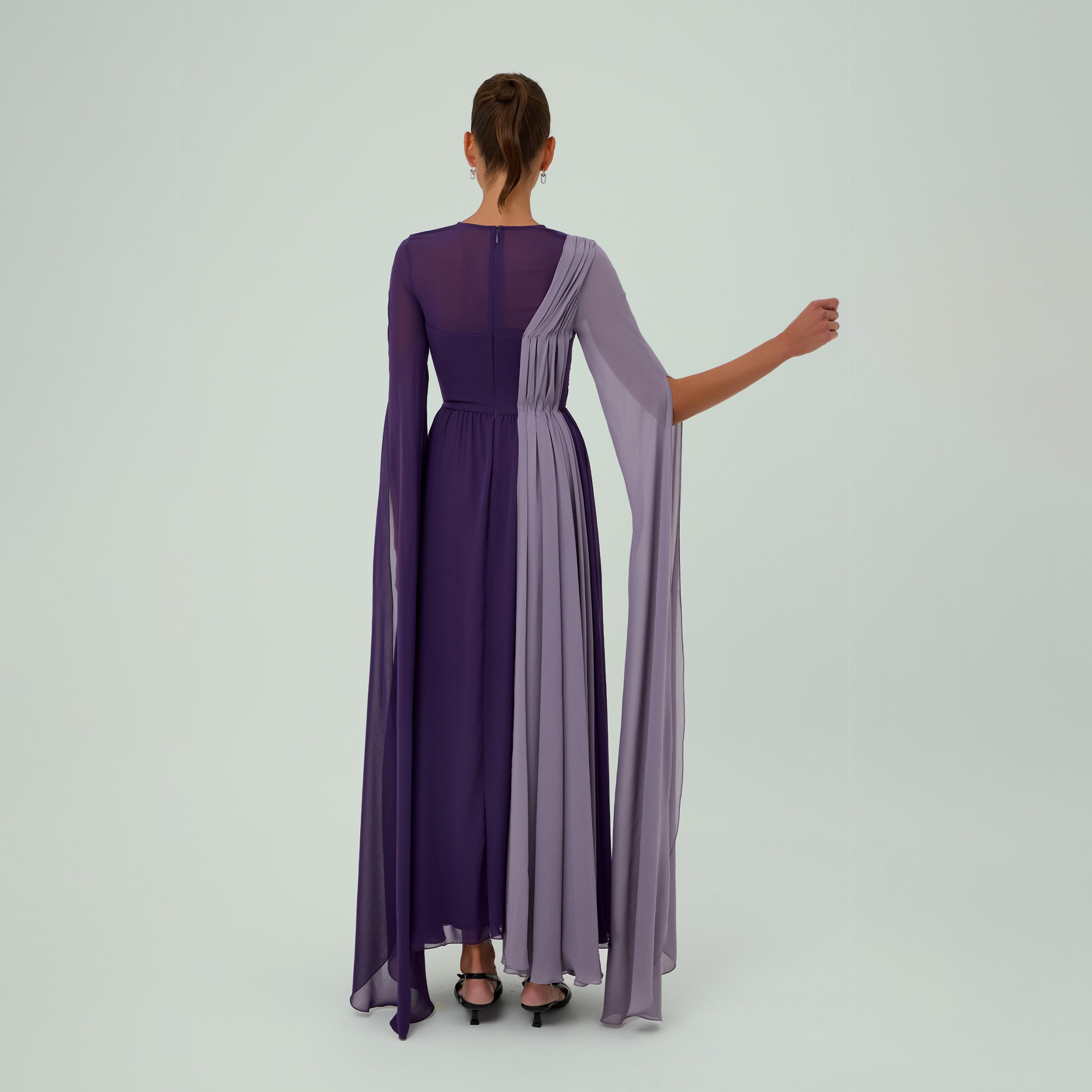 Chase Label Basma Chiffon Cape Sleeves Drape Style Women's Evening Maxi Dress-women-clothing-dresses-image-8