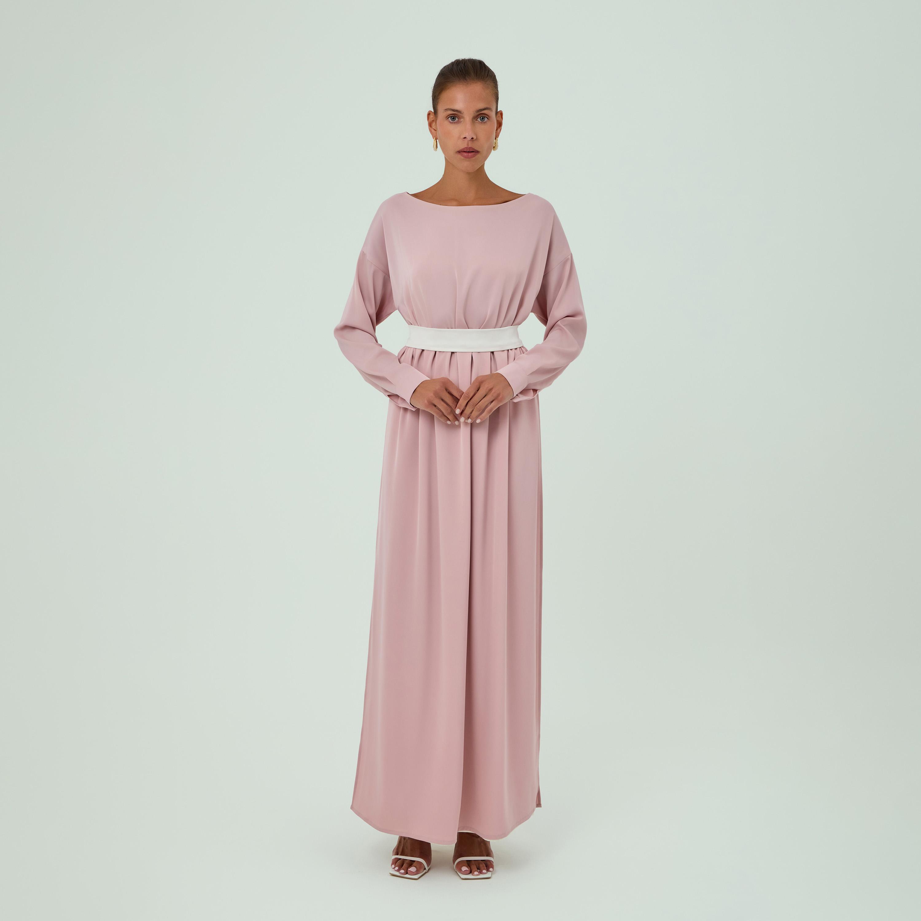 Chase Label Pink Nour Chiffon Drop Shoulder Sleeves Women's Maxi Dress-women-clothing-dresses-image-1