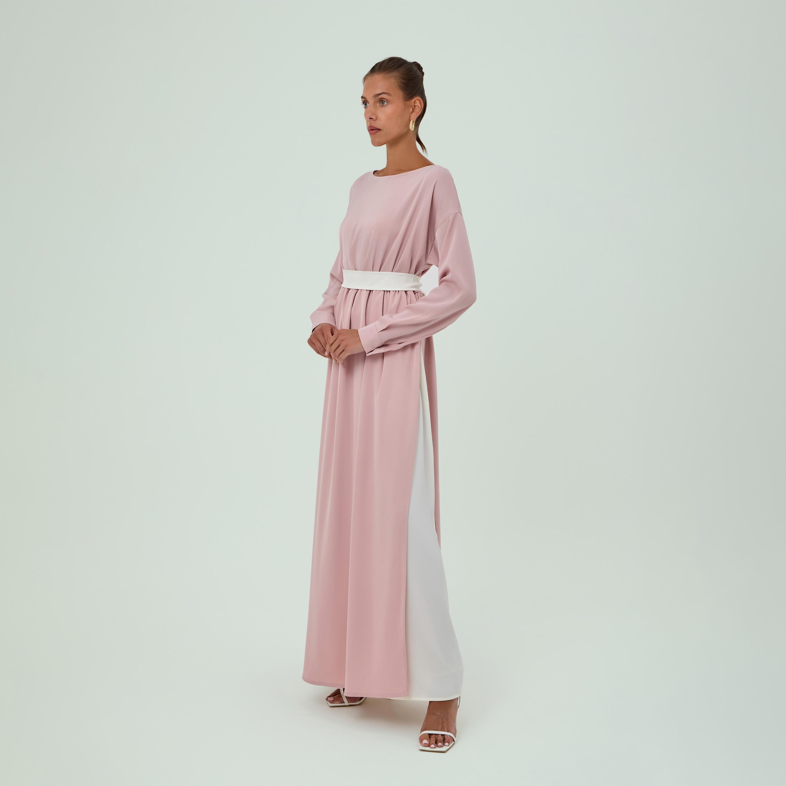 Chase Label Pink Nour Chiffon Drop Shoulder Sleeves Women's Maxi Dress-women-clothing-dresses-image-2