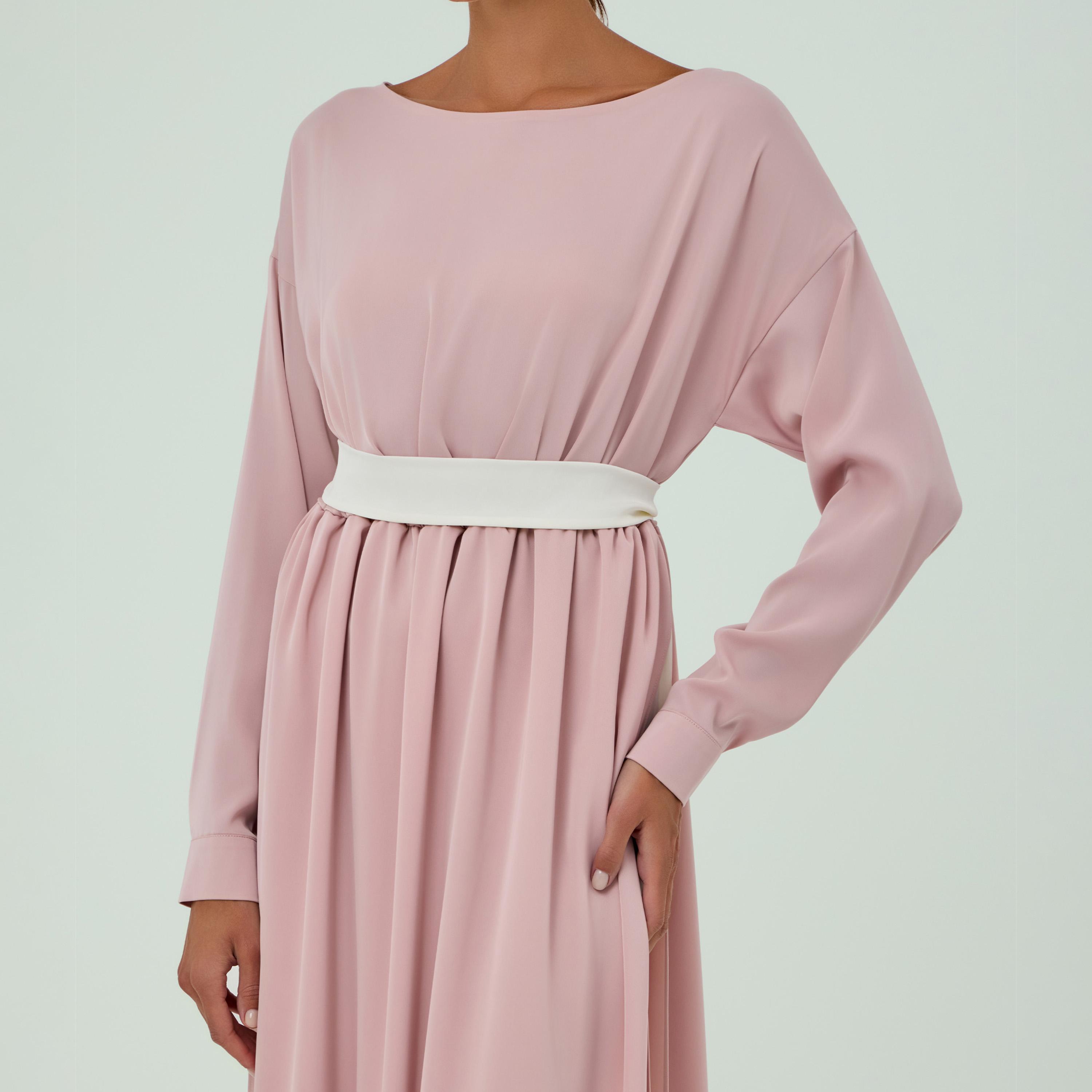فستان "ماكسي" نسائي "نور" شيفون بأكمام "دروب شولدر" - وردي من تشيس ليبل-women-clothing-dresses-image-4