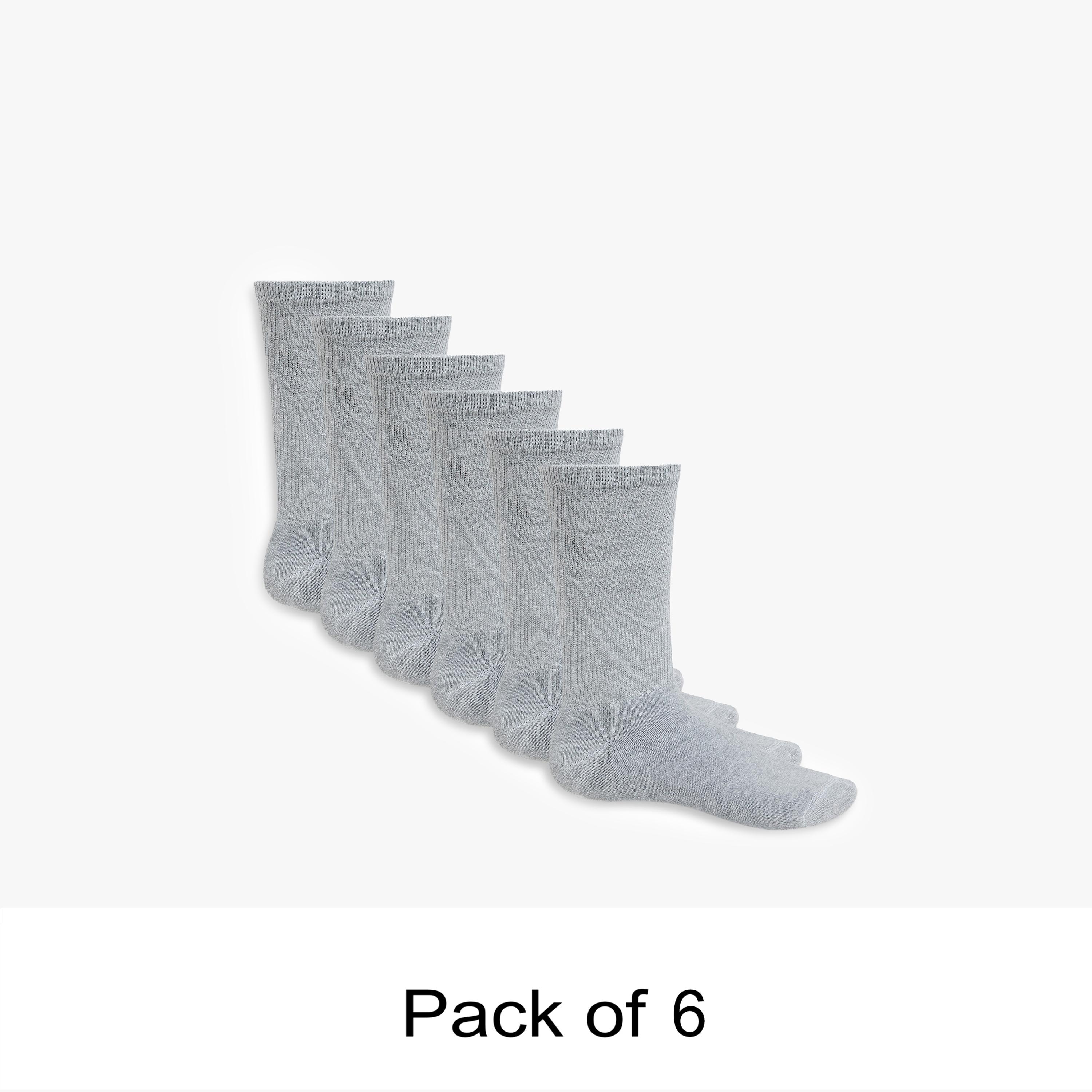 Hanes Pack of 6 Plain Crew Length Men's Socks-men-socks-image-1