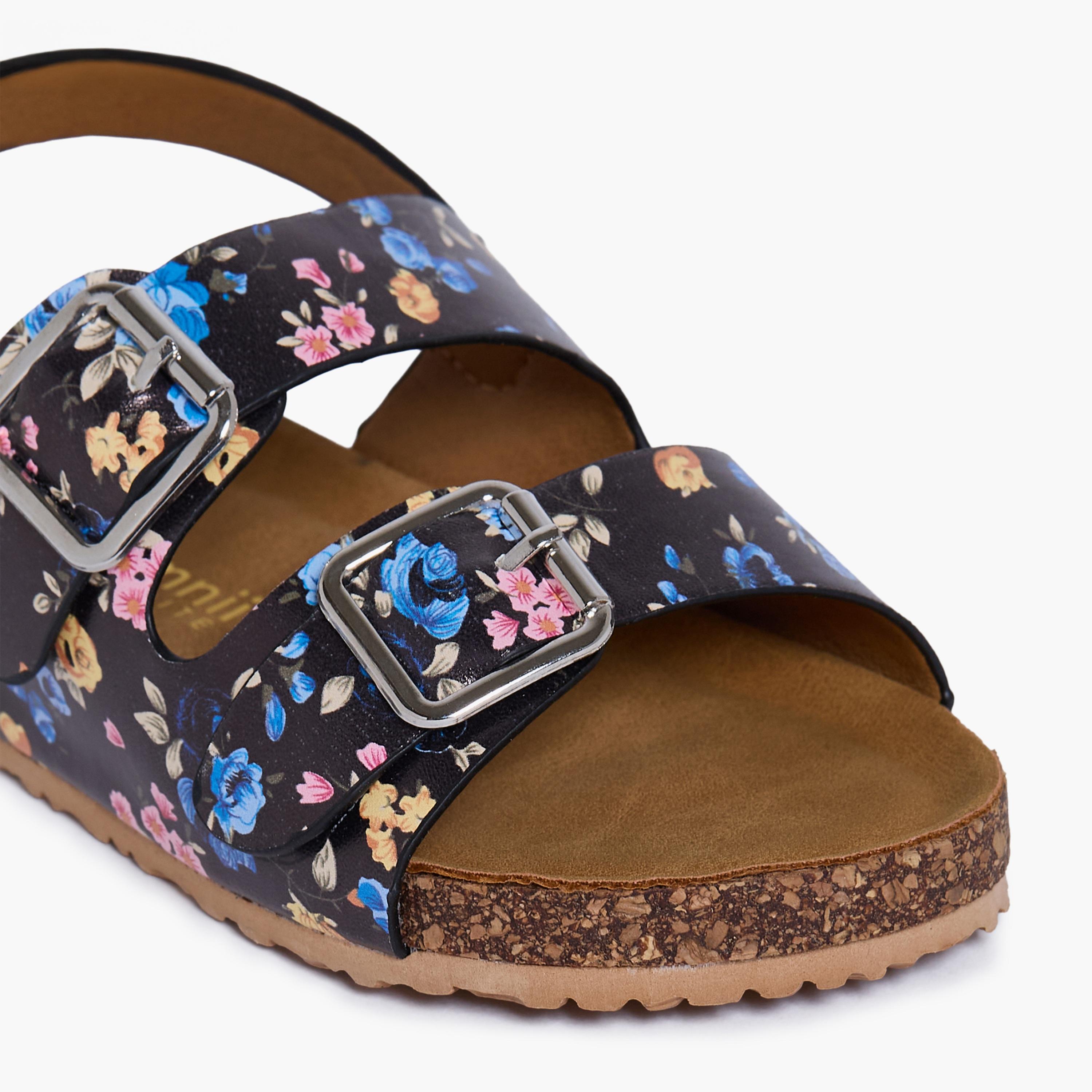 Geoomnii Girls Hook & Loop Kimorea Flat Sandals | CLD0809-1-MULTIBLACK-girls-shoes-sandals-image-2
