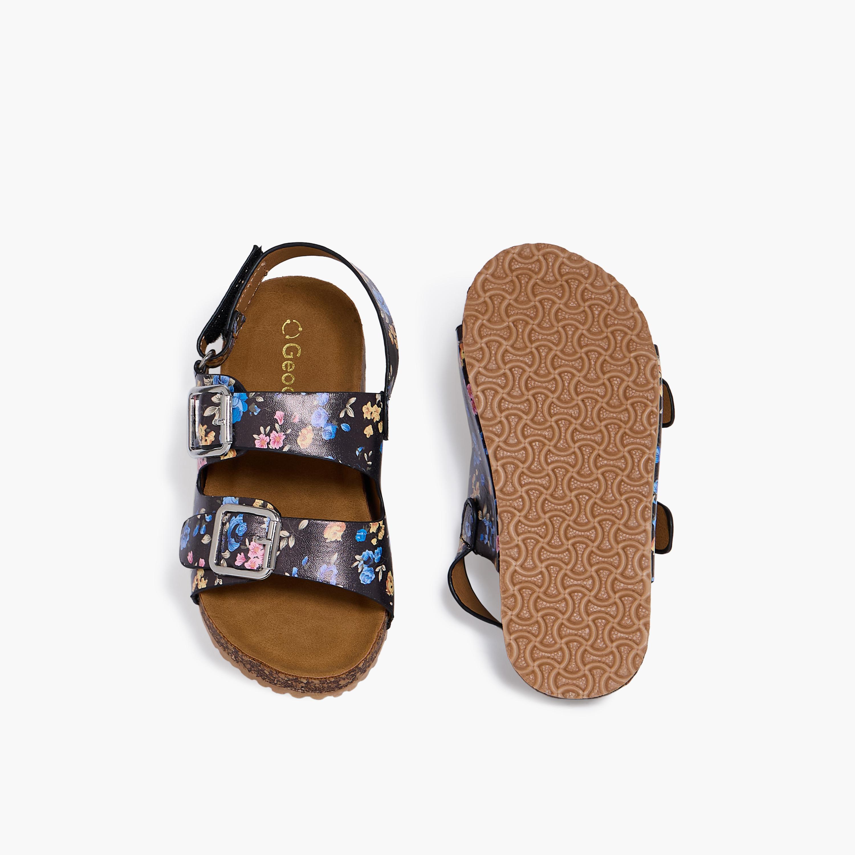 Geoomnii Girls Hook & Loop Kimorea Flat Sandals | CLD0809-1-MULTIBLACK-girls-shoes-sandals-image-3