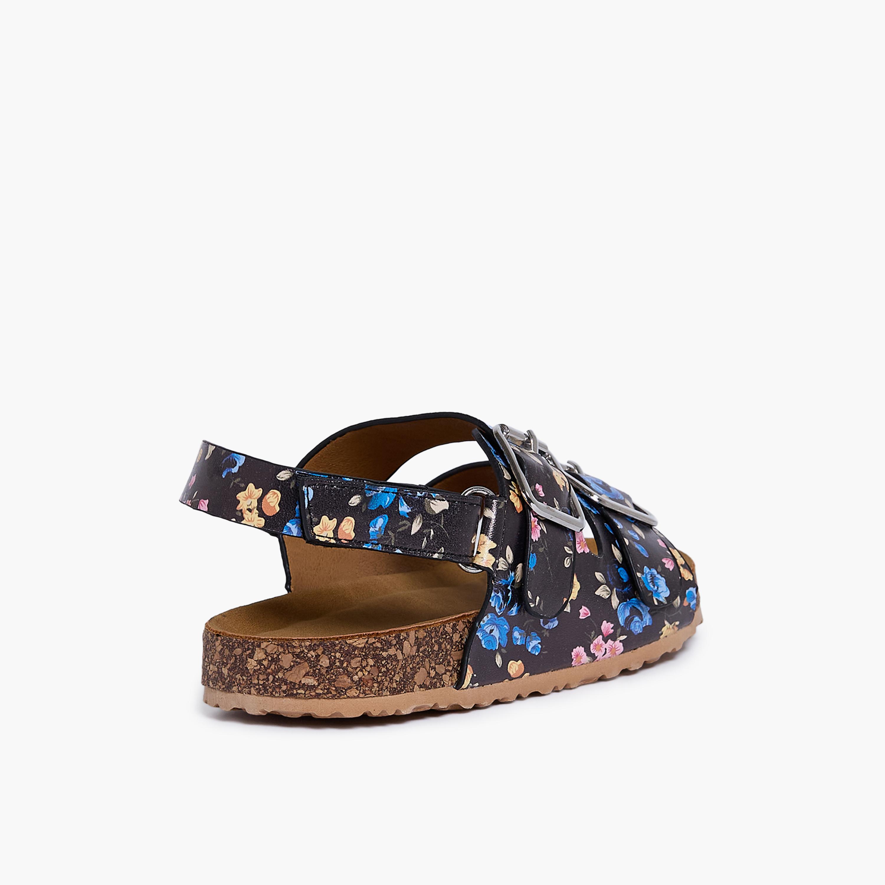 Geoomnii Girls Hook & Loop Kimorea Flat Sandals | CLD0809-1-MULTIBLACK-girls-shoes-sandals-image-5