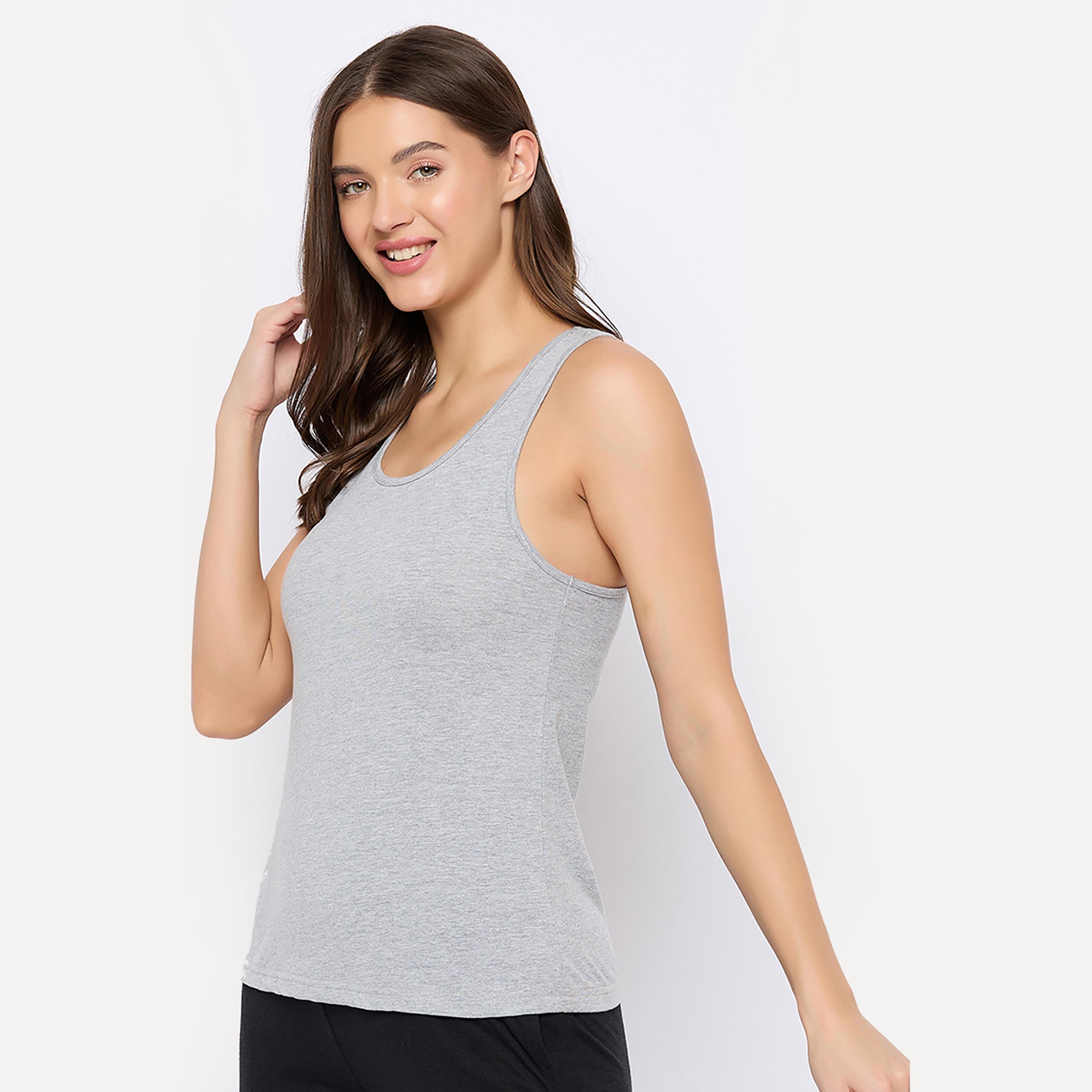 Clovia Cotton Women's Tank Top in Grey-women-clothing-lingerie-camisoles-image-2