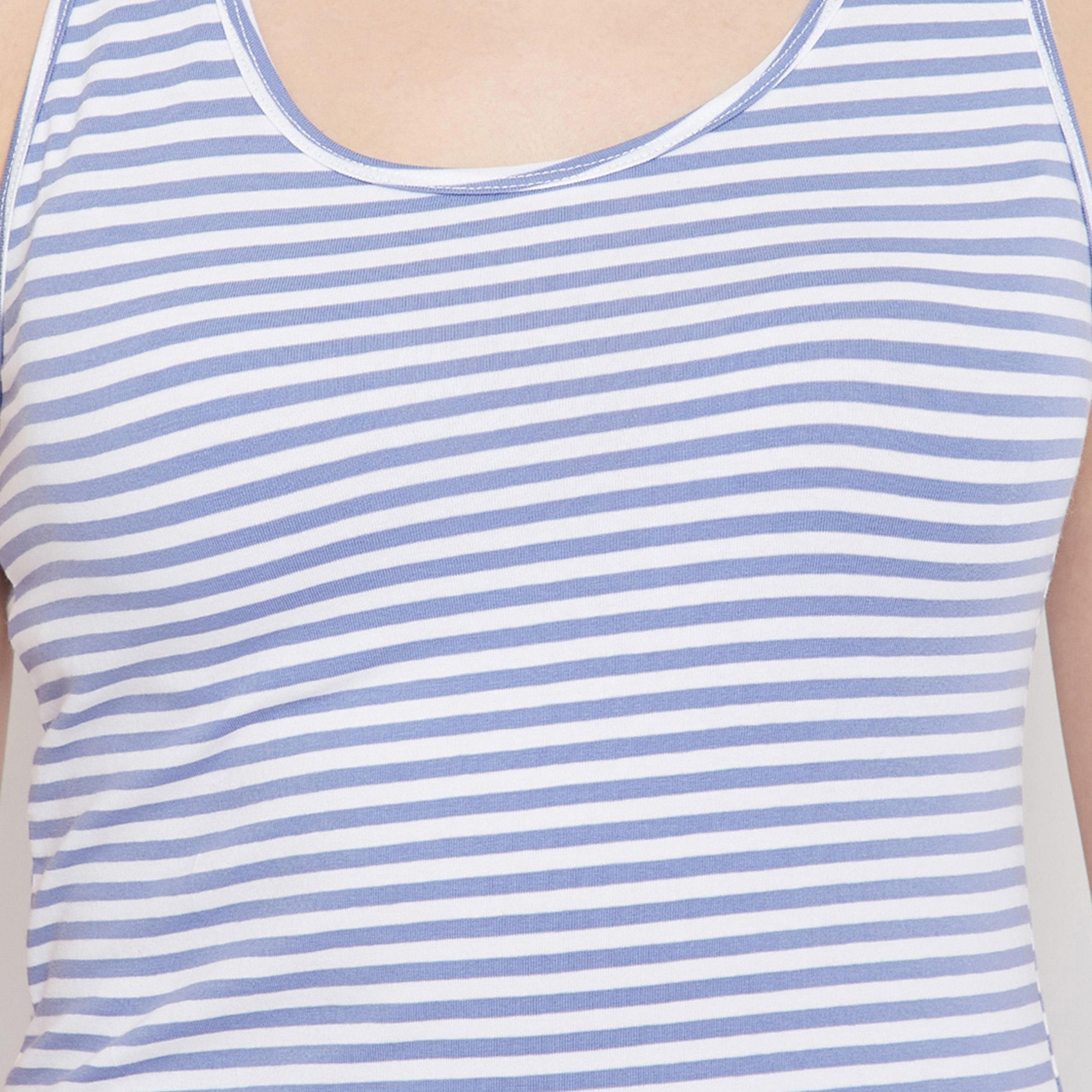 Clovia Sassy Stripes Women's Camisole in Blue - Cotton-women-clothing-nightwear-pyjamas-tops-image-5