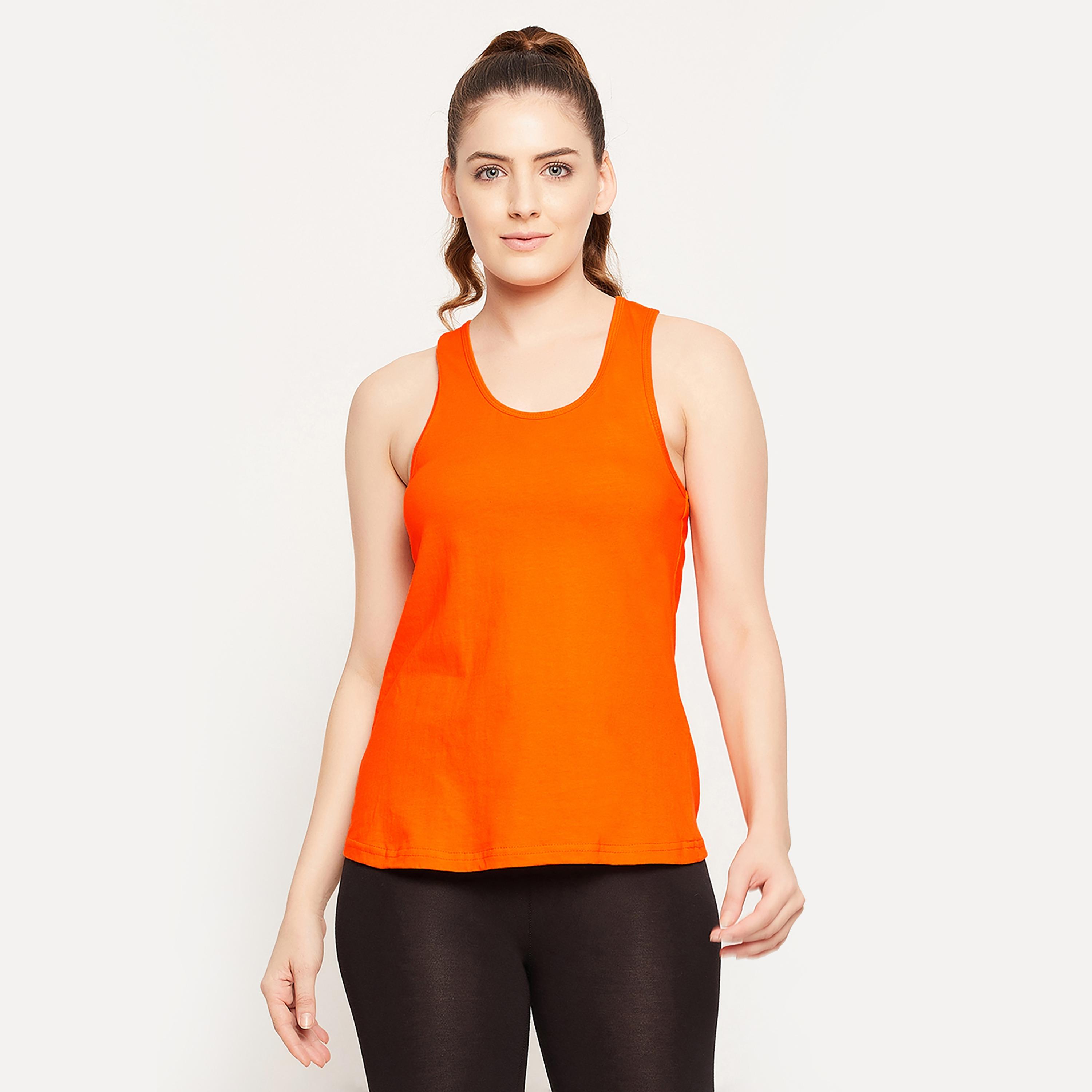 بلوزة قصيرة نسائية من القطن مع ريسرباك باللون البرتقالي من كلوفيا-women-clothing-lingerie-camisoles-image-1
