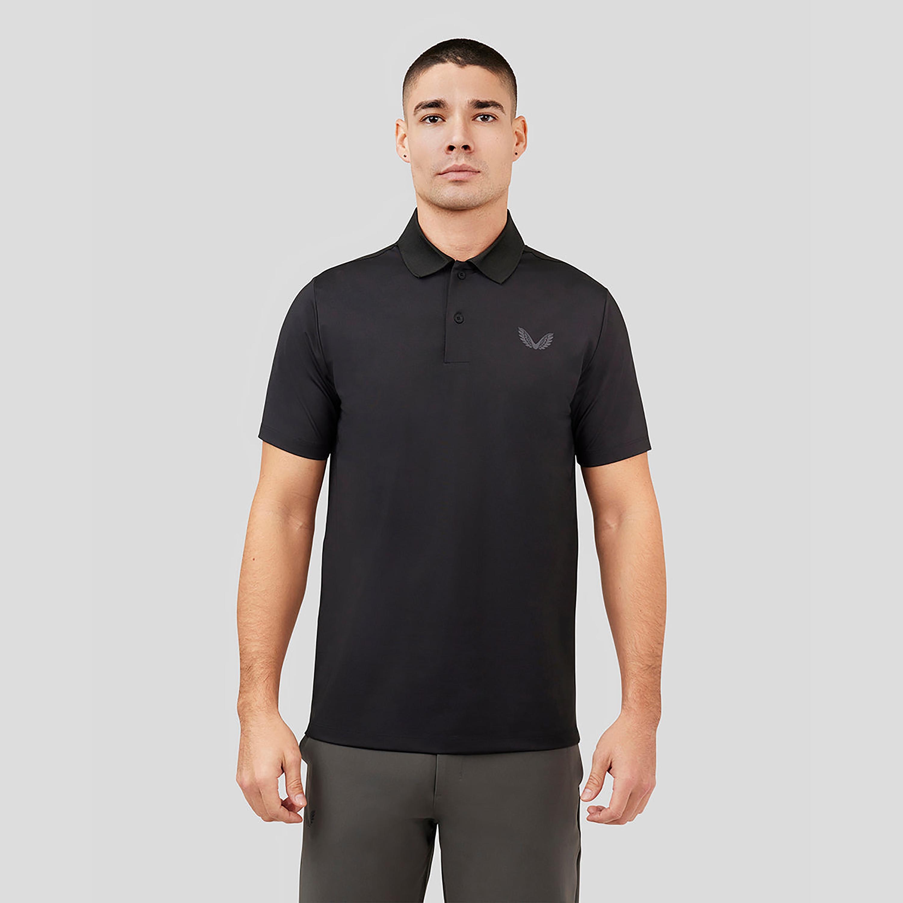 Castore Men's Collar Neck Short Sleeves Onyx Golf Breathable Polo T-Shirt - Black-men-clothing-sportswearandactivewear-tshirtsandpolos-image-1