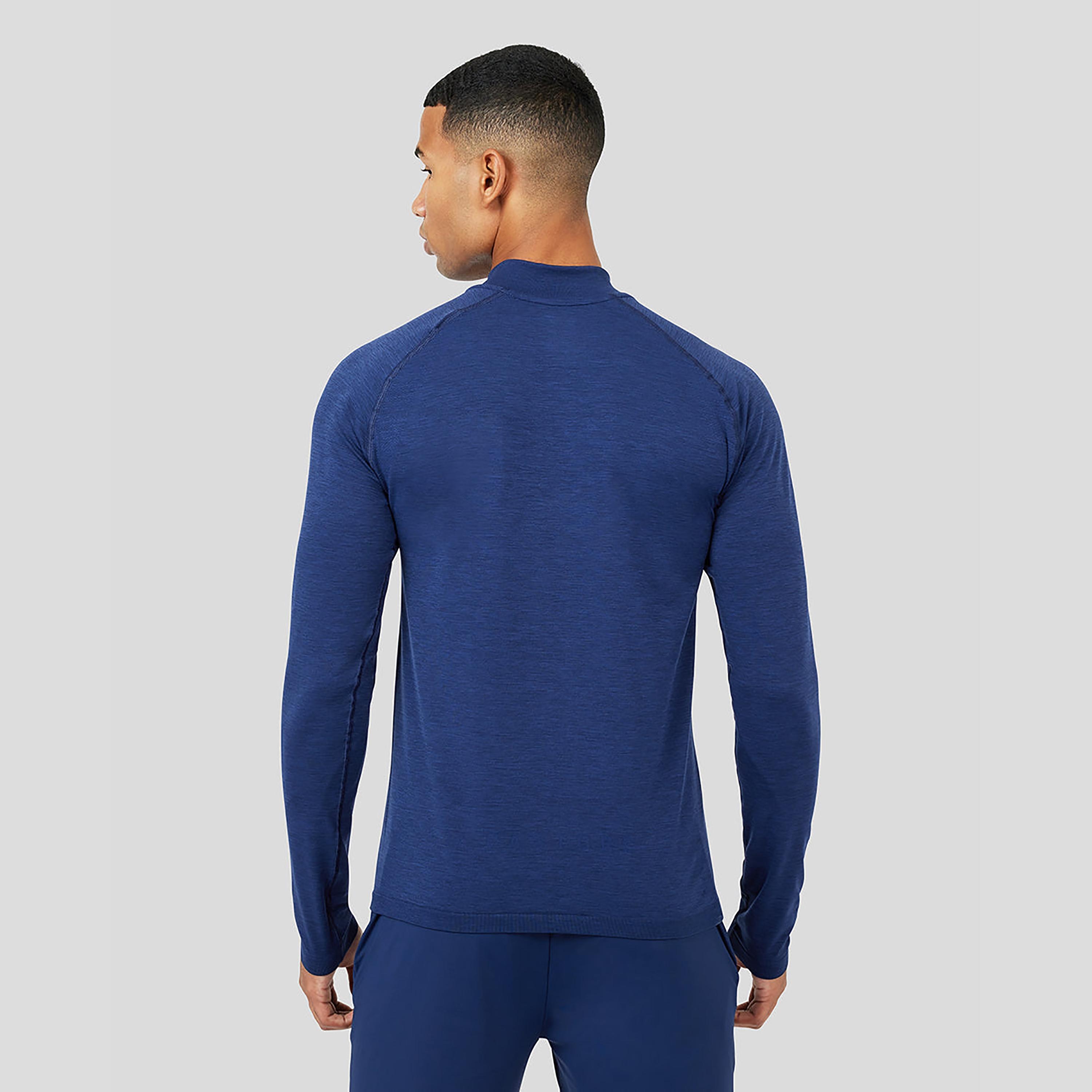 Castore Men's High Neck Long Sleeves Peacoat Seamless Protek 1/4 Zip T-Shirt - Blue-men-clothing-sportswearandactivewear-tshirtsandpolos-image-2