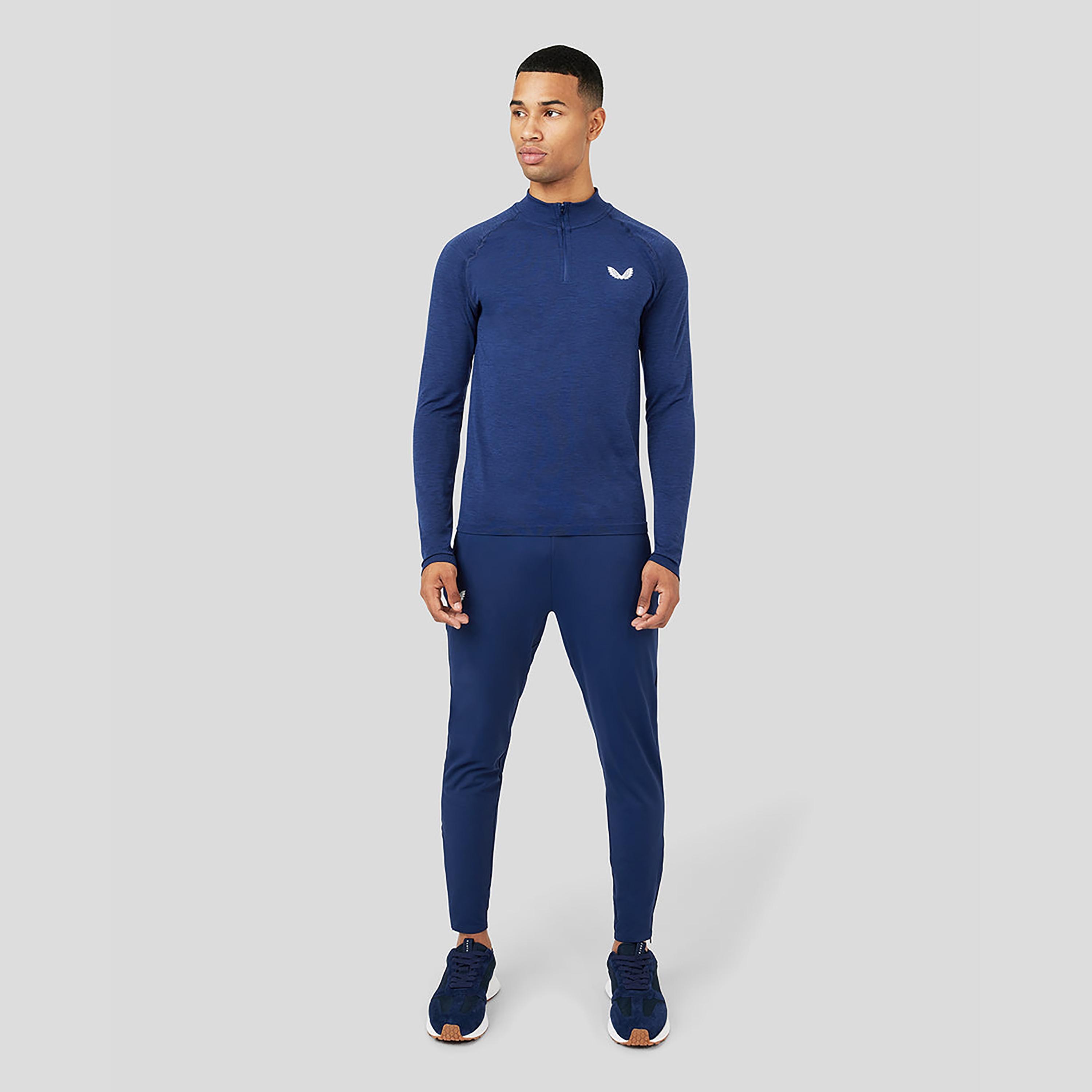 Castore Men's High Neck Long Sleeves Peacoat Seamless Protek 1/4 Zip T-Shirt - Blue-men-clothing-sportswearandactivewear-tshirtsandpolos-image-3