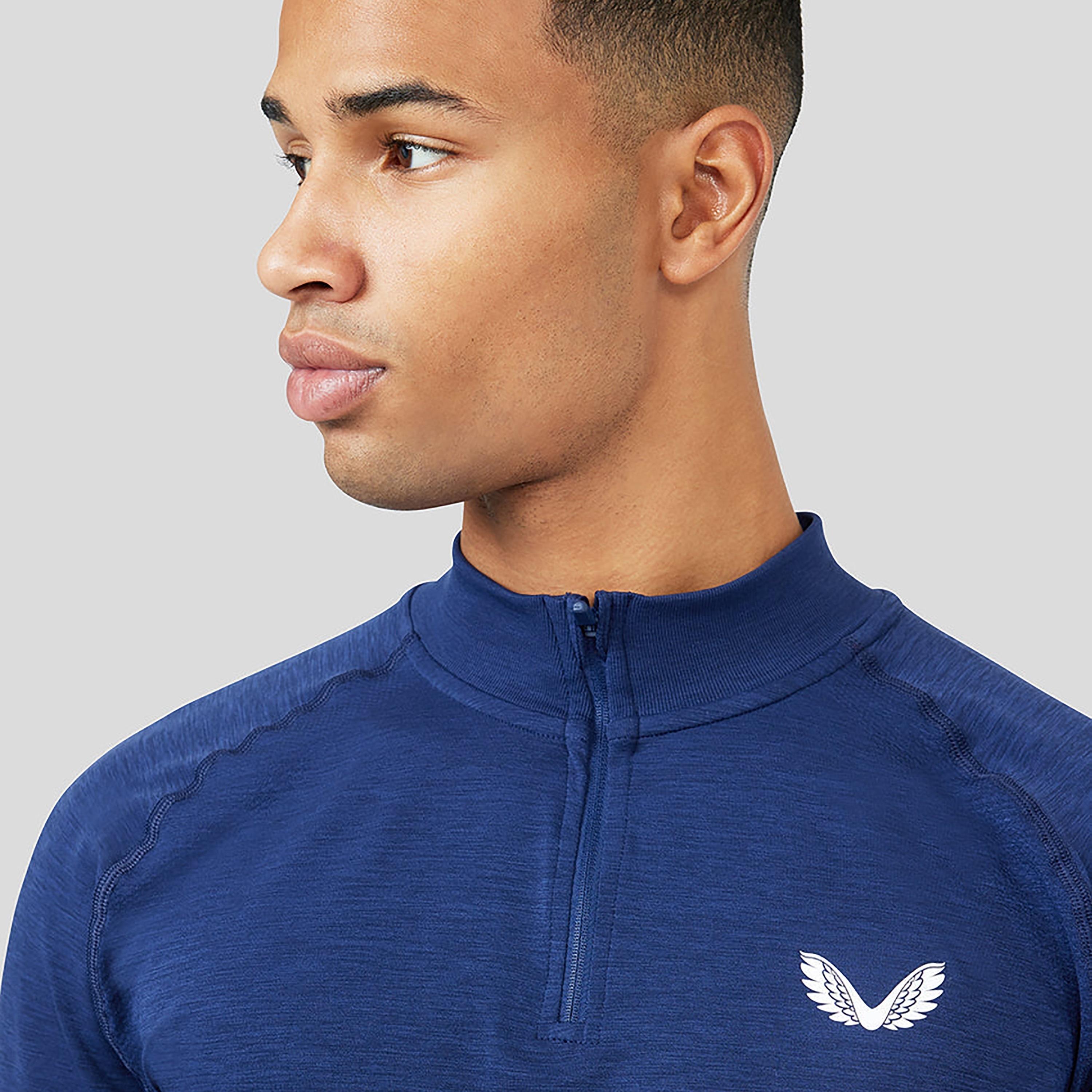Castore Men's High Neck Long Sleeves Peacoat Seamless Protek 1/4 Zip T-Shirt - Blue-men-clothing-sportswearandactivewear-tshirtsandpolos-image-4