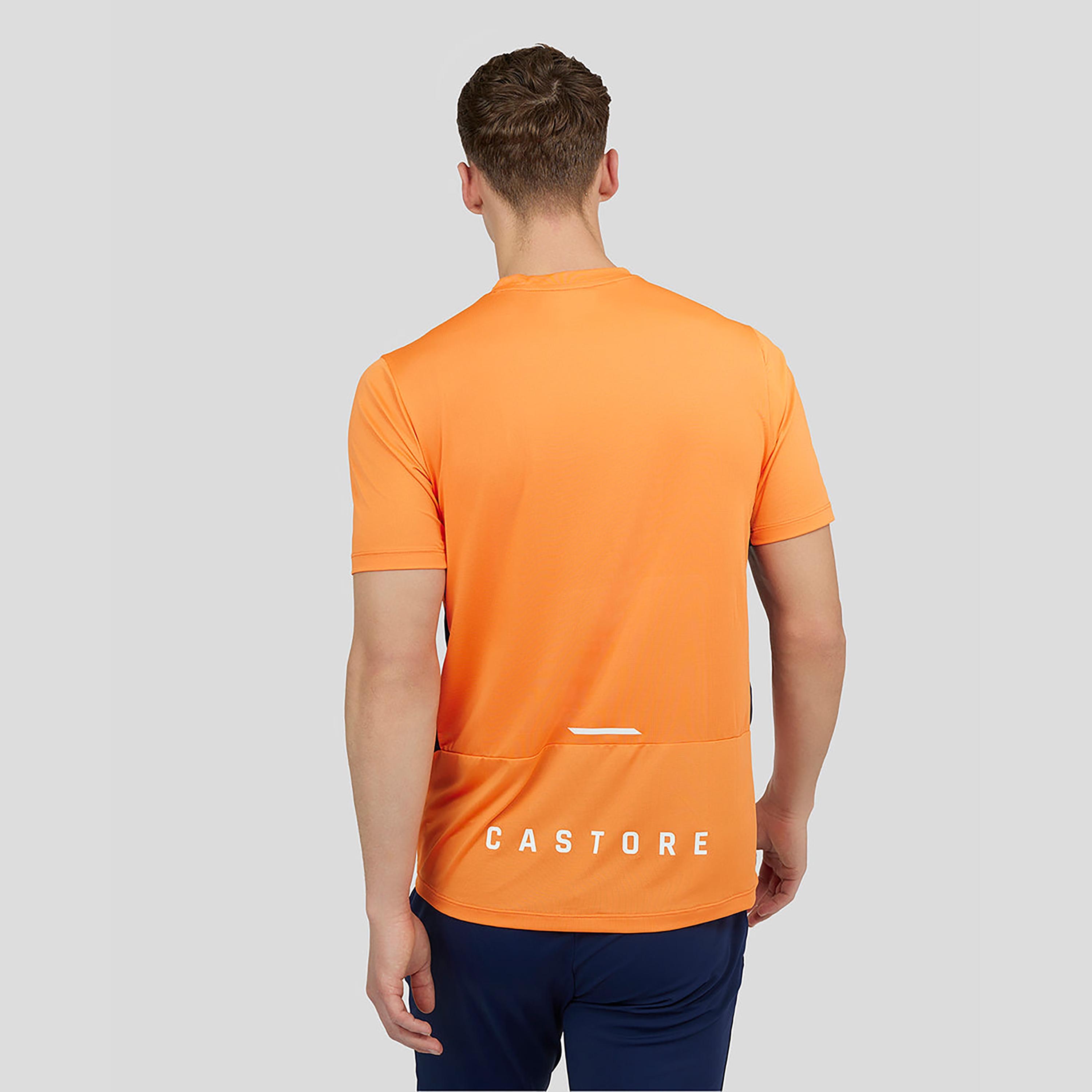 Castore Men's Round Neck Short Sleeves Short Sleeve Mesh Mix T Shirt - Orange-men-clothing-sportswearandactivewear-tshirtsandpolos-image-2
