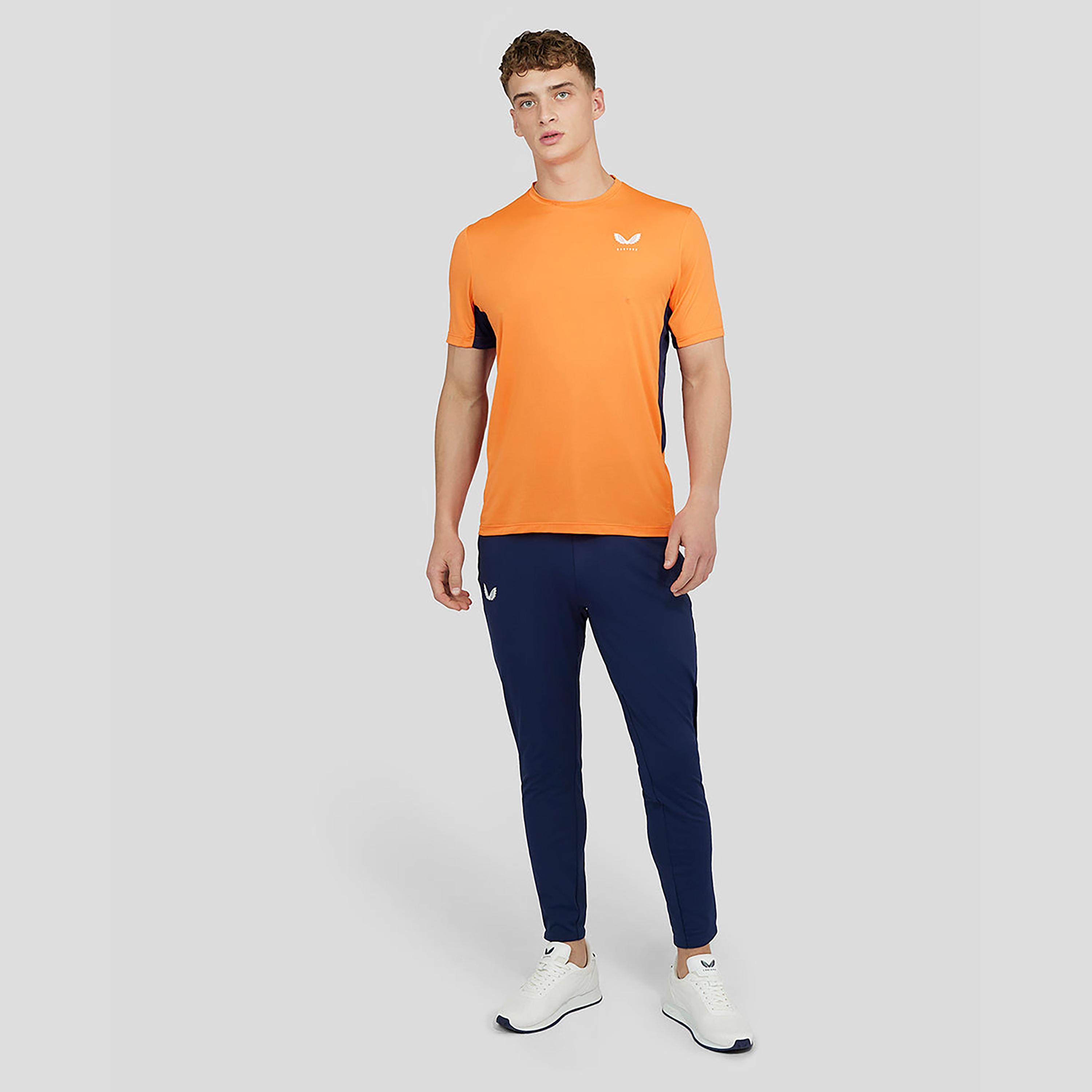 Castore Men's Round Neck Short Sleeves Short Sleeve Mesh Mix T Shirt - Orange-men-clothing-sportswearandactivewear-tshirtsandpolos-image-3