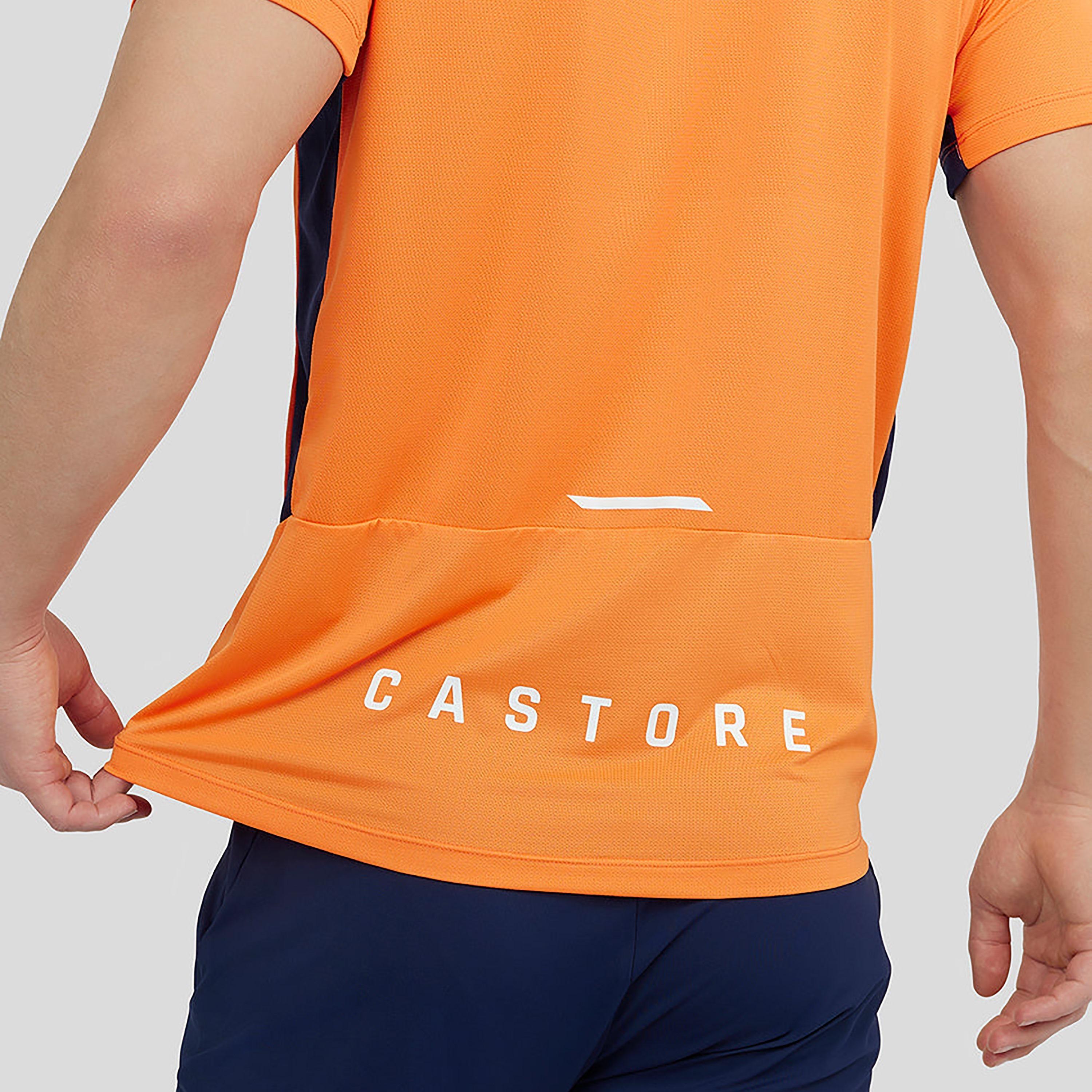 قميص كاستور للرجال ذو ياقة دائرية بأكمام قصيرة وجلد مشبك - برتقالي-men-clothing-sportswearandactivewear-tshirtsandpolos-image-5