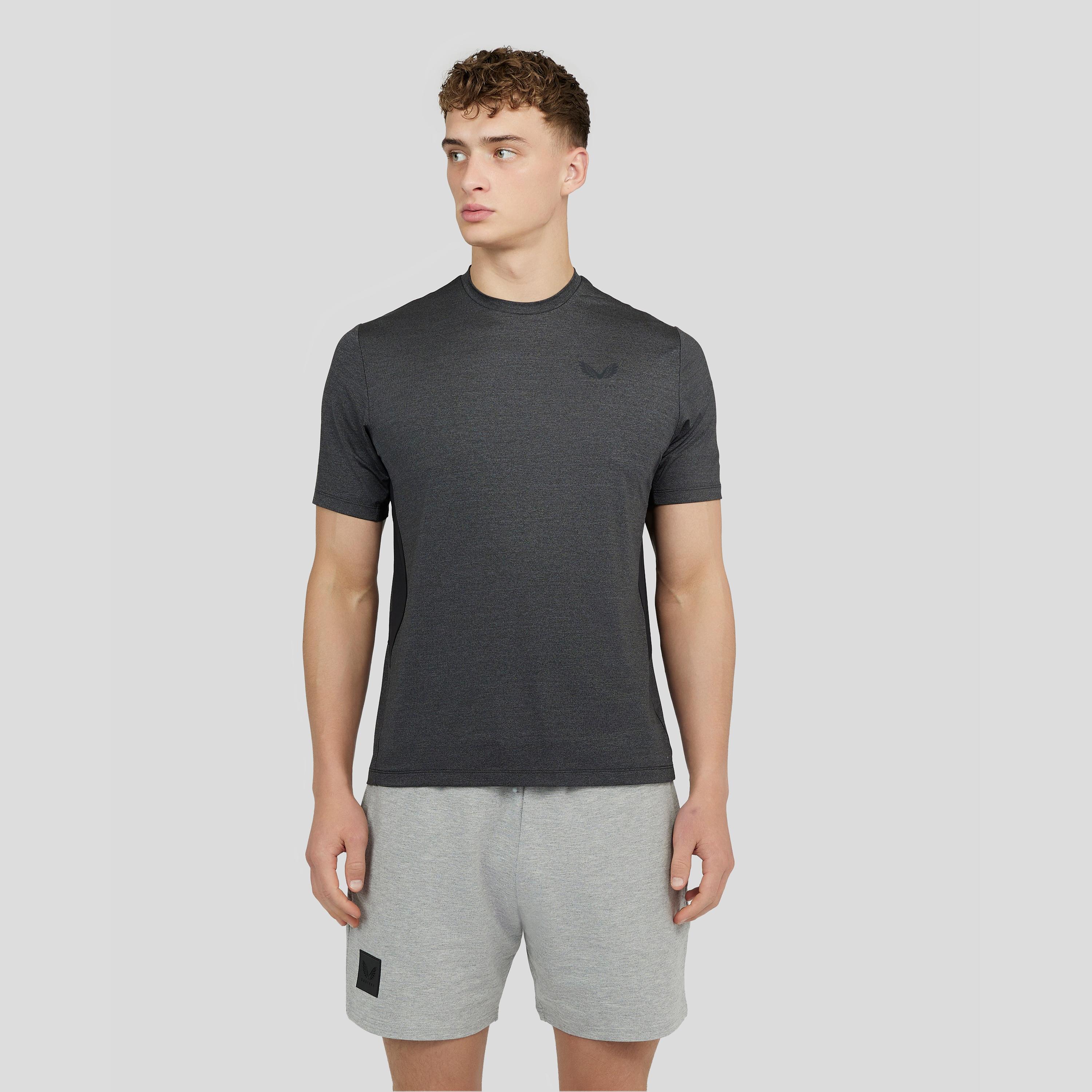 Castore Men's Round Neck Short Sleeves Mesh Mix T-Shirt - Charcoal Marl-men-clothing-sportswearandactivewear-tshirtsandpolos-image-1