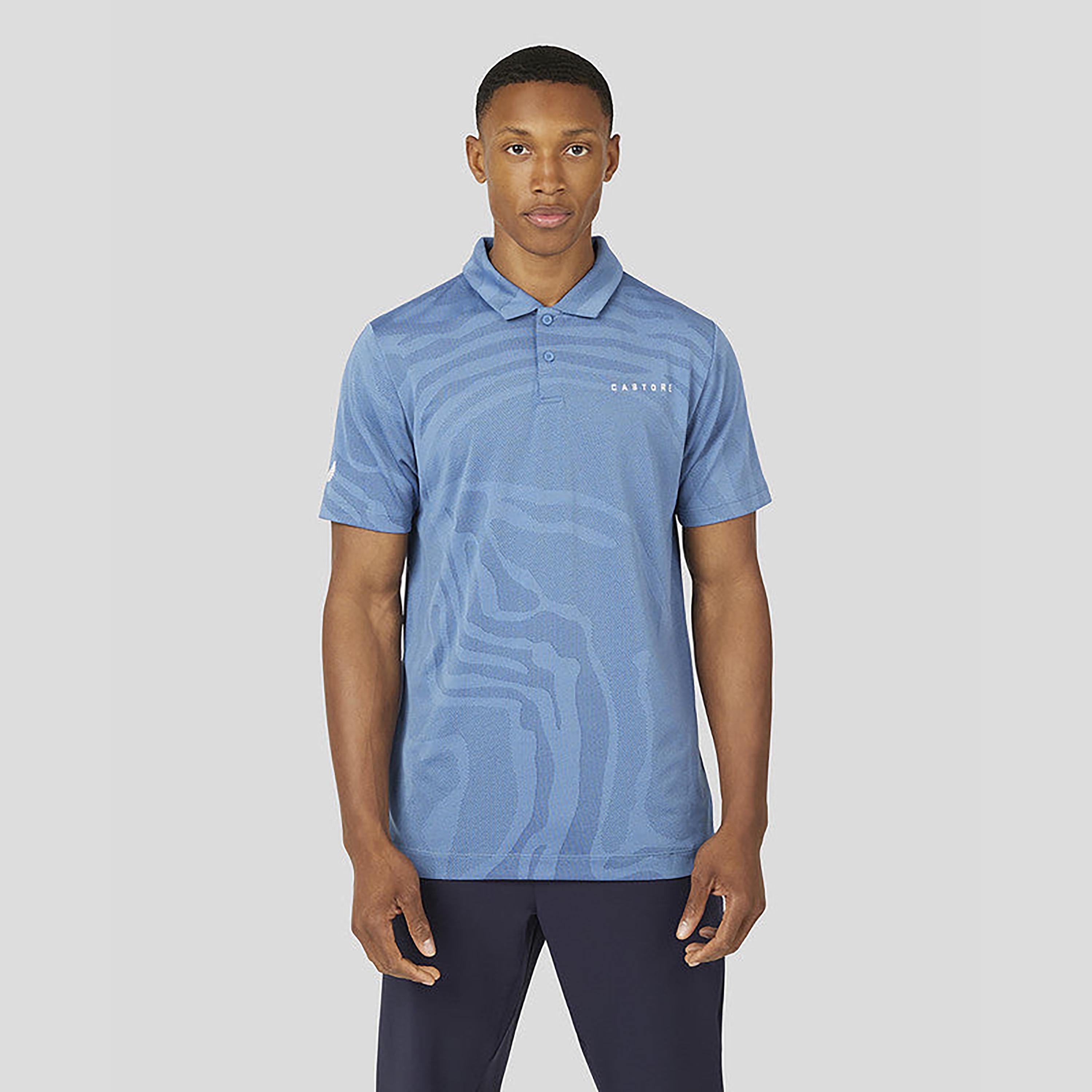 Castore Men's Collar Neck Short Sleeves Engineered Knit Polo T-Shirt - Blue-men-clothing-sportswearandactivewear-tshirtsandpolos-image-1