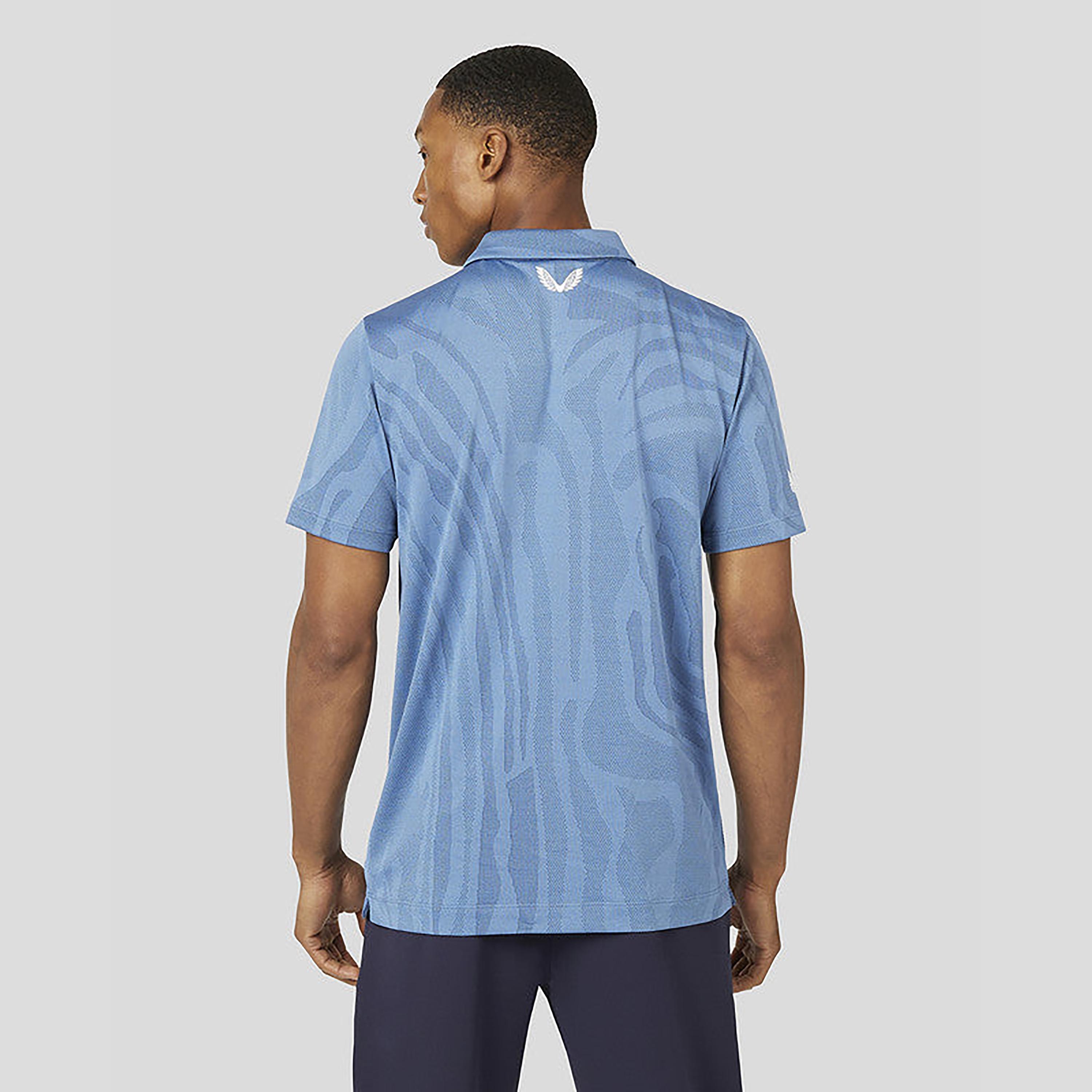 Castore Men's Collar Neck Short Sleeves Engineered Knit Polo T-Shirt - Blue-men-clothing-sportswearandactivewear-tshirtsandpolos-image-2