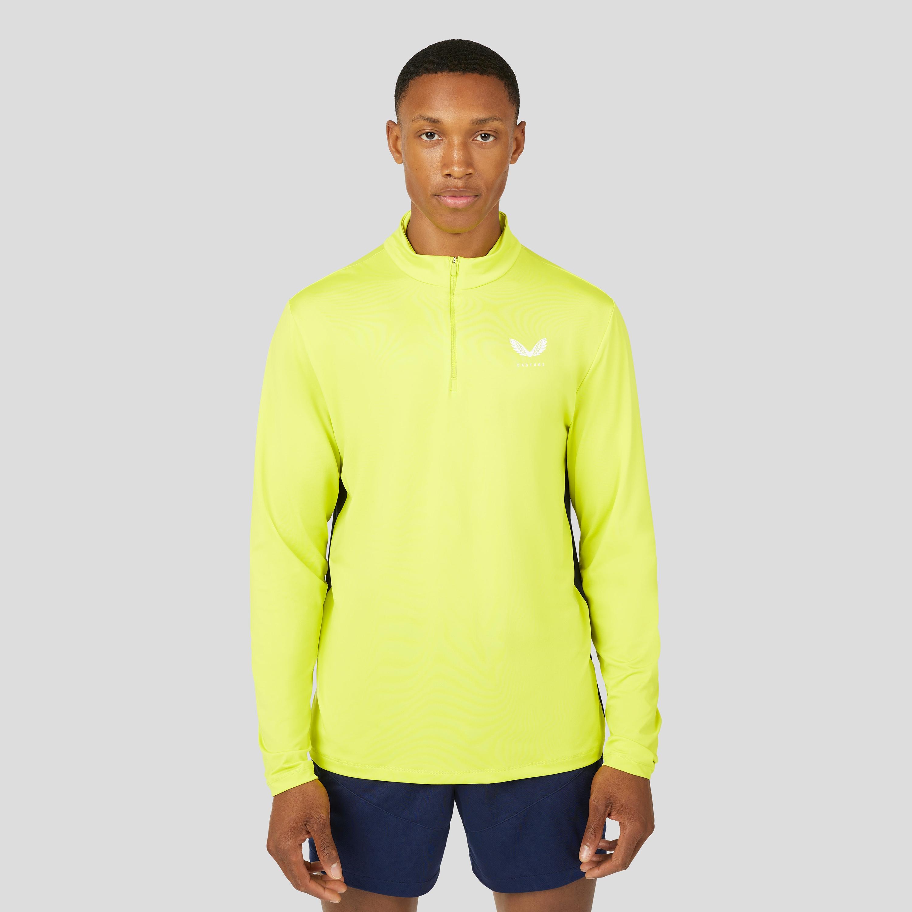 Castore Men's Mock Neck Long Sleeves Colour Block 1/4 Zip T-Shirt - Green-men-clothing-sportswearandactivewear-tshirtsandpolos-image-1
