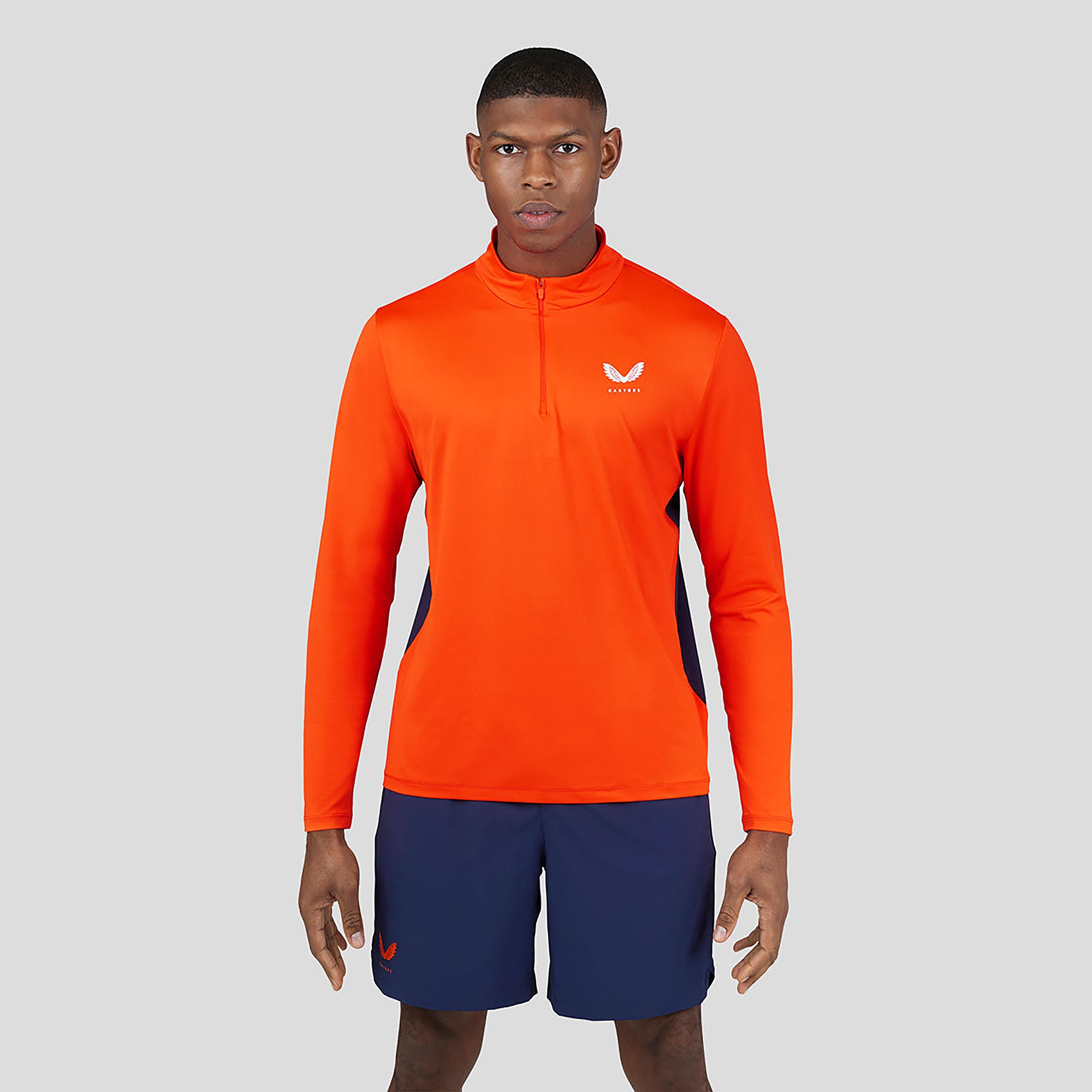 قميص رجال كاستور ذو ياقة وهمية بأكمام طويلة بلون 1/4 بسحاب - Orbage-men-clothing-sportswearandactivewear-tshirtsandpolos-image-1