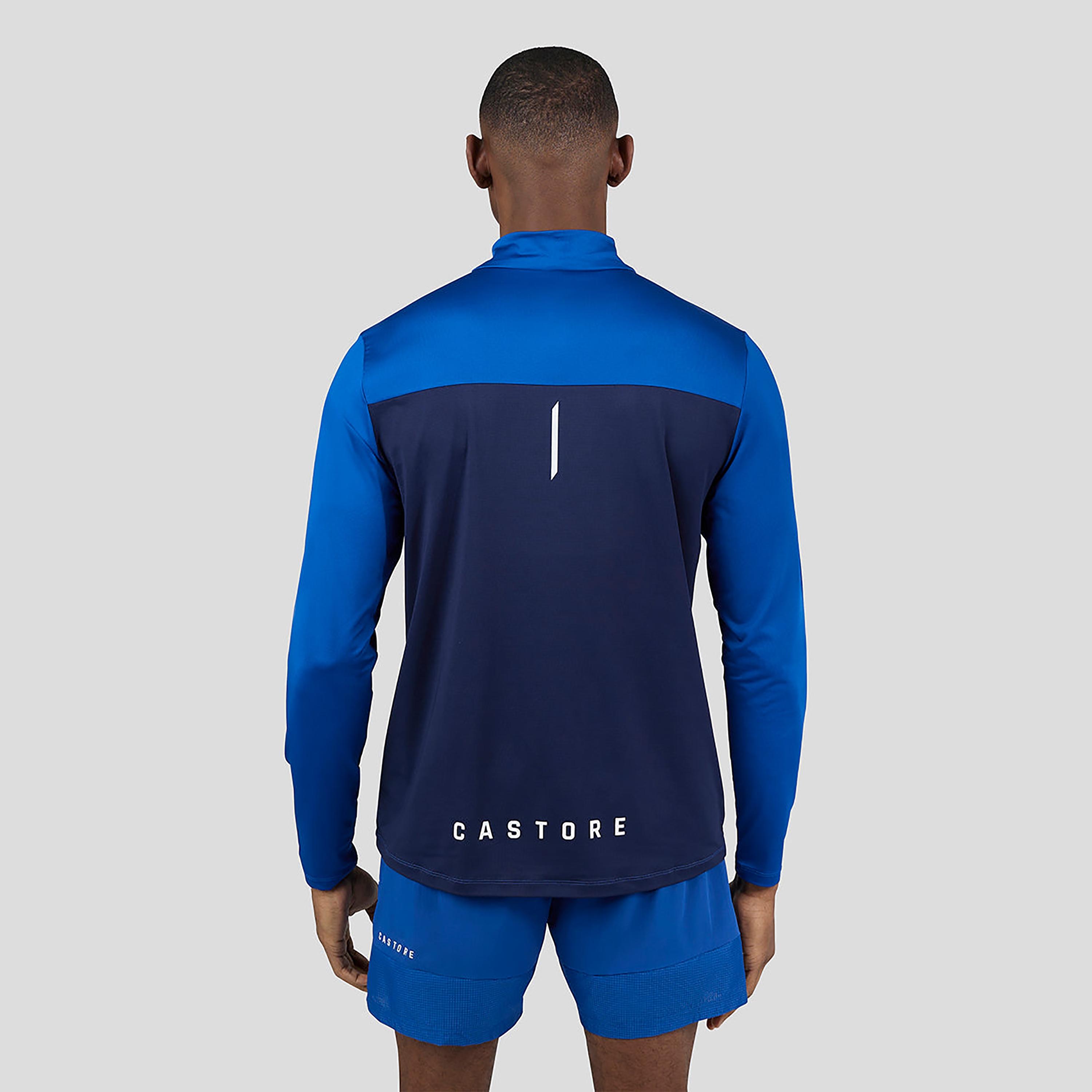 Castore Men's Mock Neck Long Sleeves Colour Block 1/4 Zip T-Shirt - True Blue-men-clothing-sportswearandactivewear-tshirtsandpolos-image-2