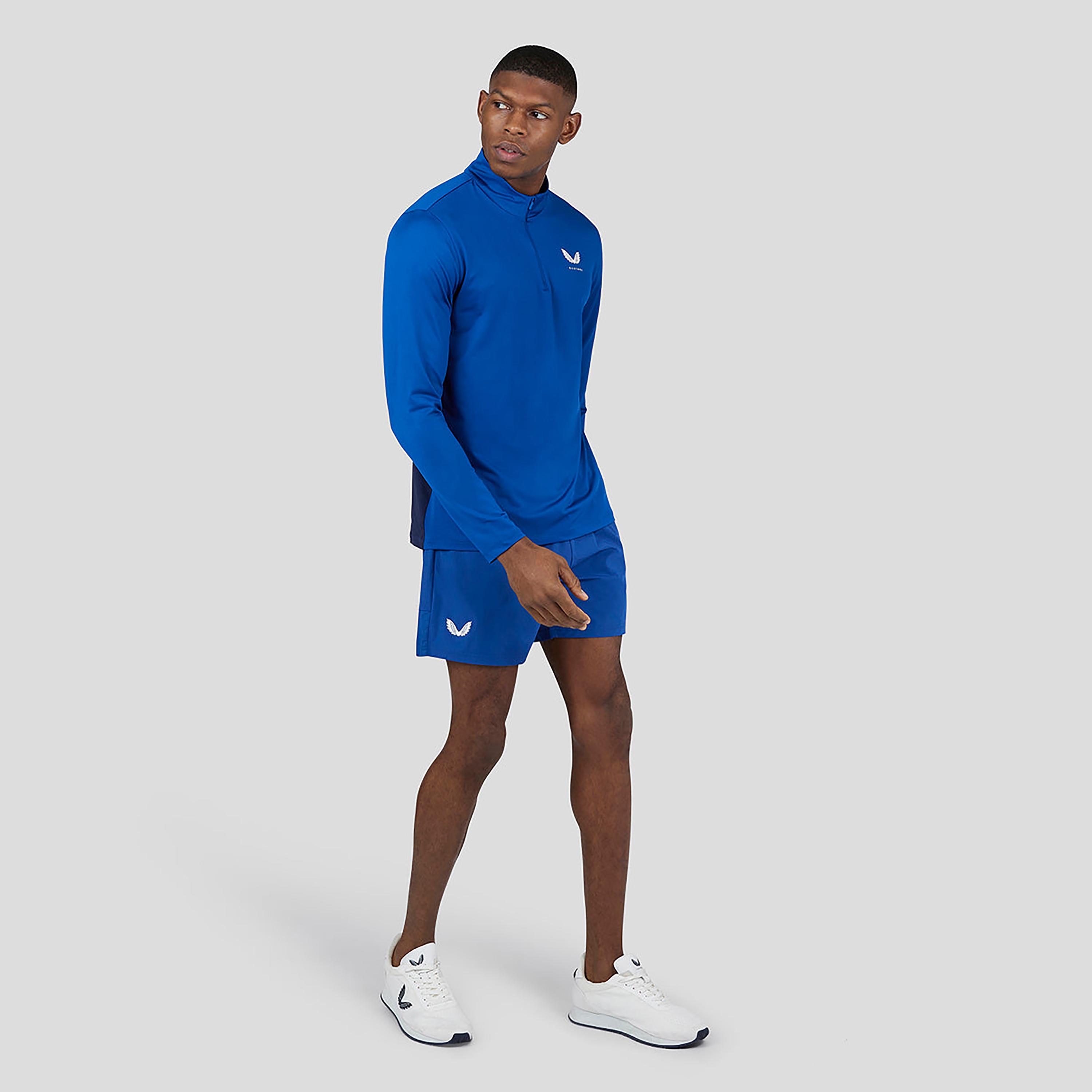 Castore Men's Mock Neck Long Sleeves Colour Block 1/4 Zip T-Shirt - True Blue-men-clothing-sportswearandactivewear-tshirtsandpolos-image-3