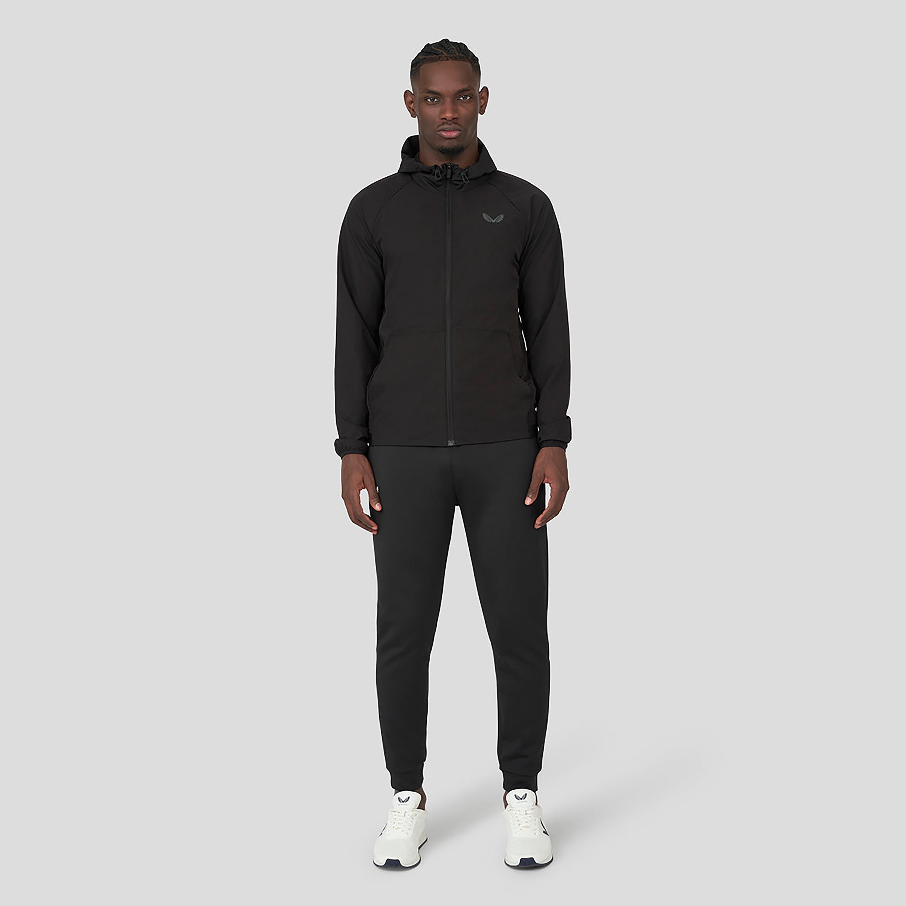Castore Men's Hooded Neck Long Sleeves Cobalt Capsule Woven Zip-Through Hoodie - Black-men-clothing-sportswearandactivewear-hoodiesandsweatshirts-image-3