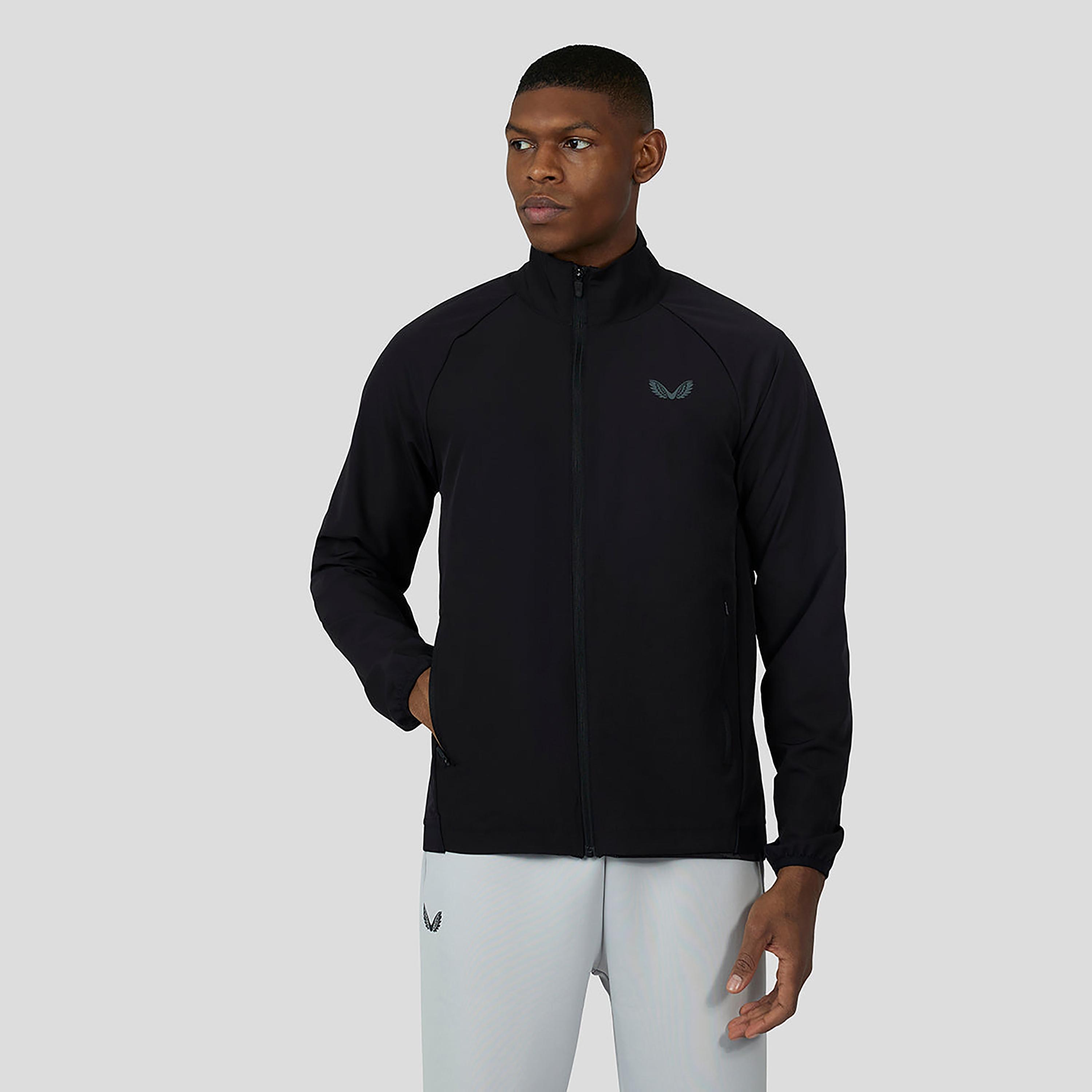 سترة كاستوري للرجال ذات ياقة عالية بأكمام طويلة من كبسولة كربونية منسوجة - أسود-men-clothing-jacketsandblazers-jackets-image-1