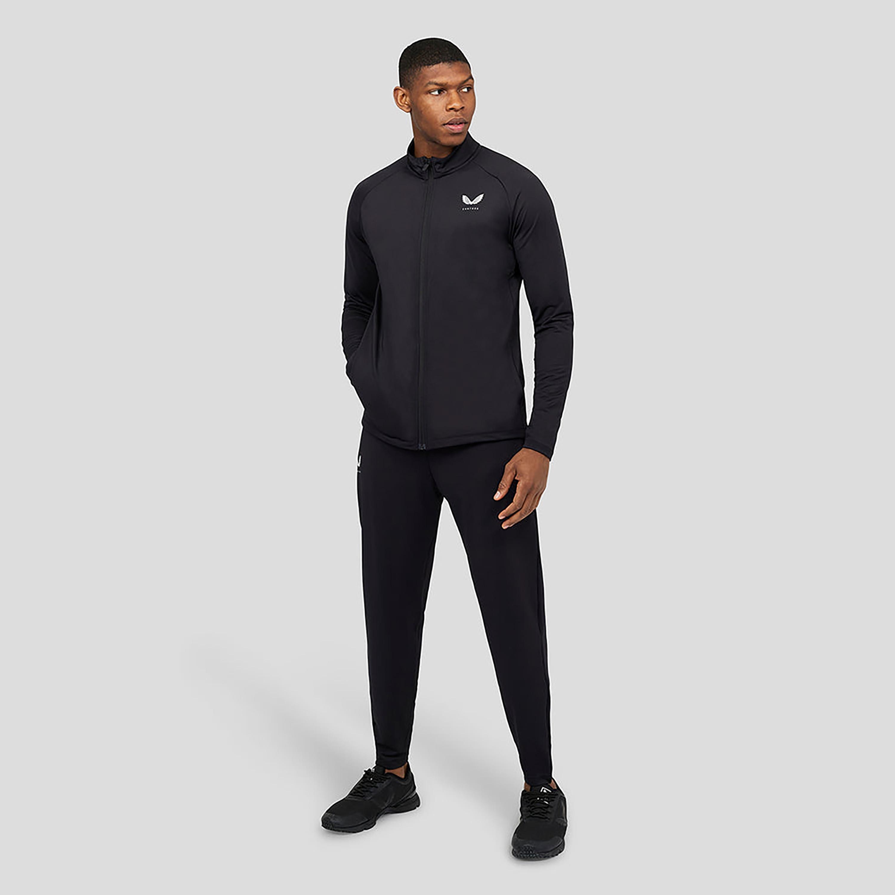 قميص رياضي رجالي برقبة وأكمام طويلة من كاستوري - أسود-men-clothing-sportswearandactivewear-tshirtsandpolos-image-3