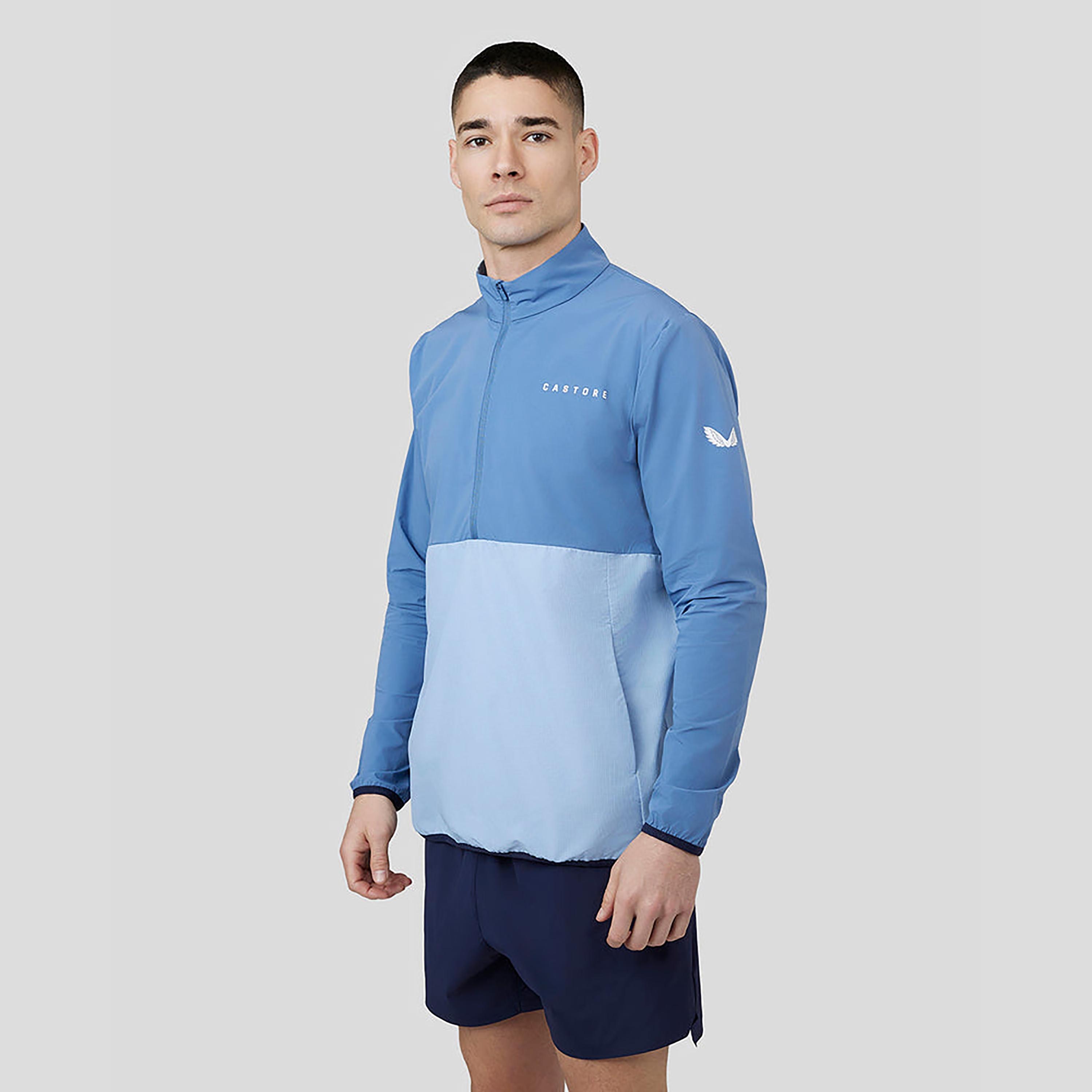 سترة كاستوري للرجال ذات ياقة عالية بأكمام طويلة بأكمام طويلة نصف بسحاب - أزرق-men-clothing-sportswearandactivewear-hoodiesandsweatshirts-image-1