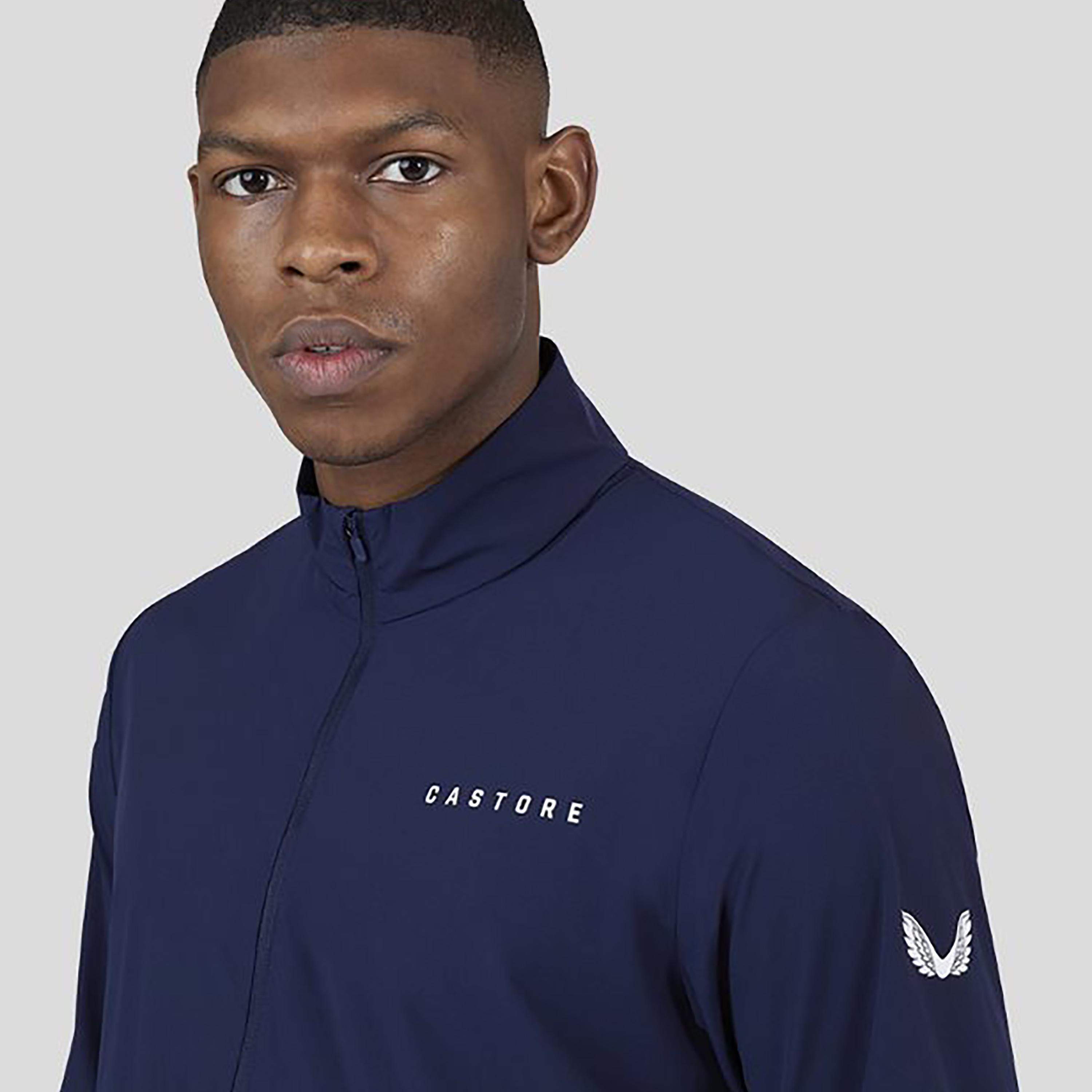 قميص كاستوري للرجال بياقة عالية بأكمام طويلة، بأكمام طويلة نصف زيبلايد - كحلي-men-clothing-jacketsandblazers-jackets-image-4