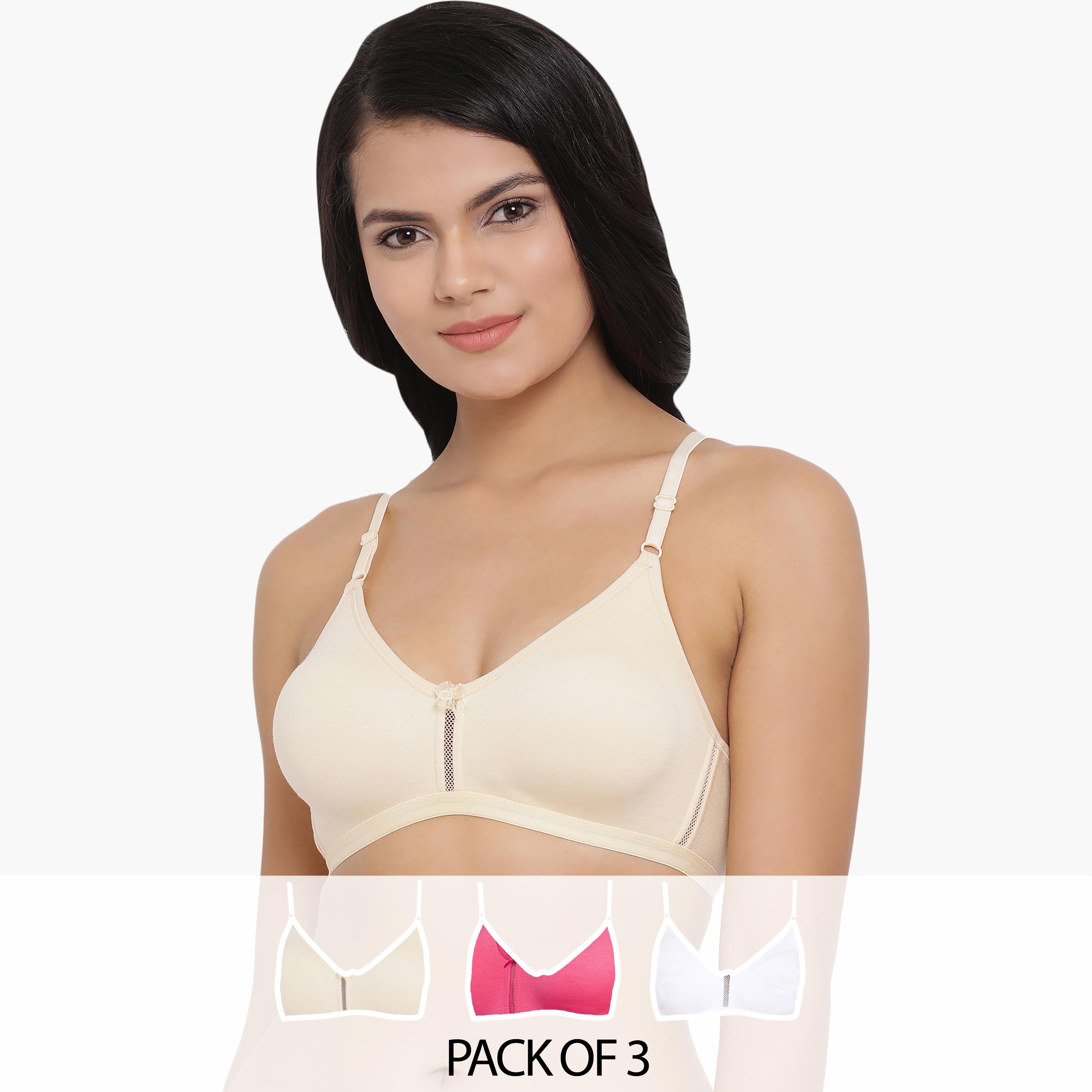 Clovia Pack of 3 Smoothie Non-Padded Non-Wired Full Coverage Women's Bra Cotton Rich in Multicolour-women-clothing-lingerie-bras-image-1