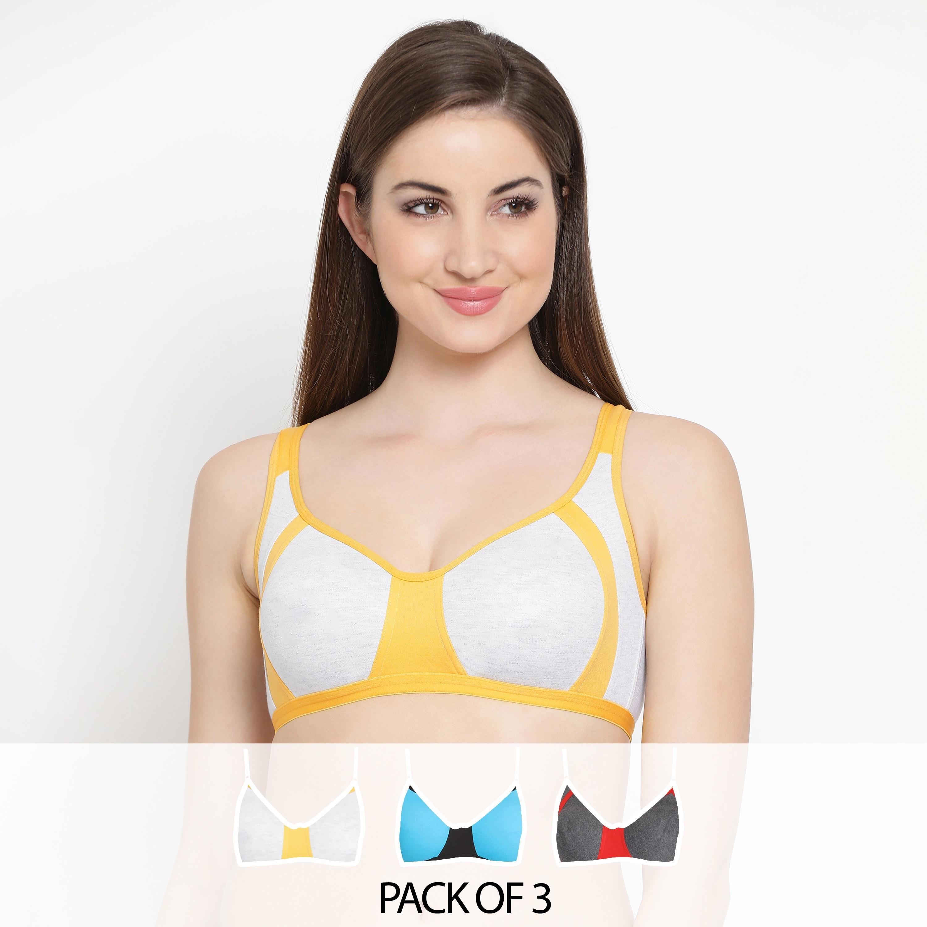 Clovia Pack of 3 Support Non-Padded Colorblocked Full Coverage Women's Bra Cotton in Multicolour-women-clothing-lingerie-bras-image-1