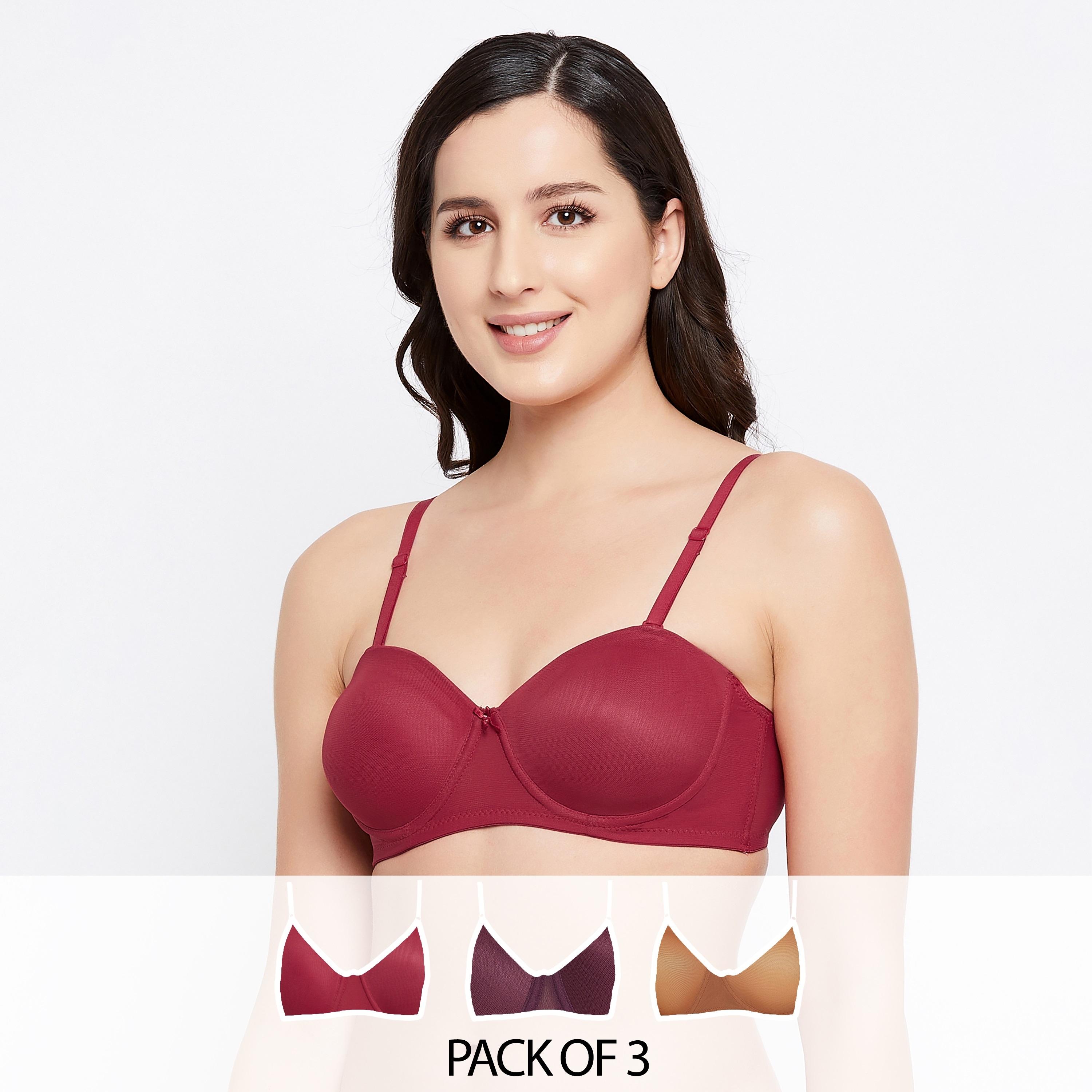 مجموعة من 3 حمالات صدر نسائية بدون حمالات مبطنة بسلك سفلي متعددة الألوان-women-clothing-lingerie-bras-image-1