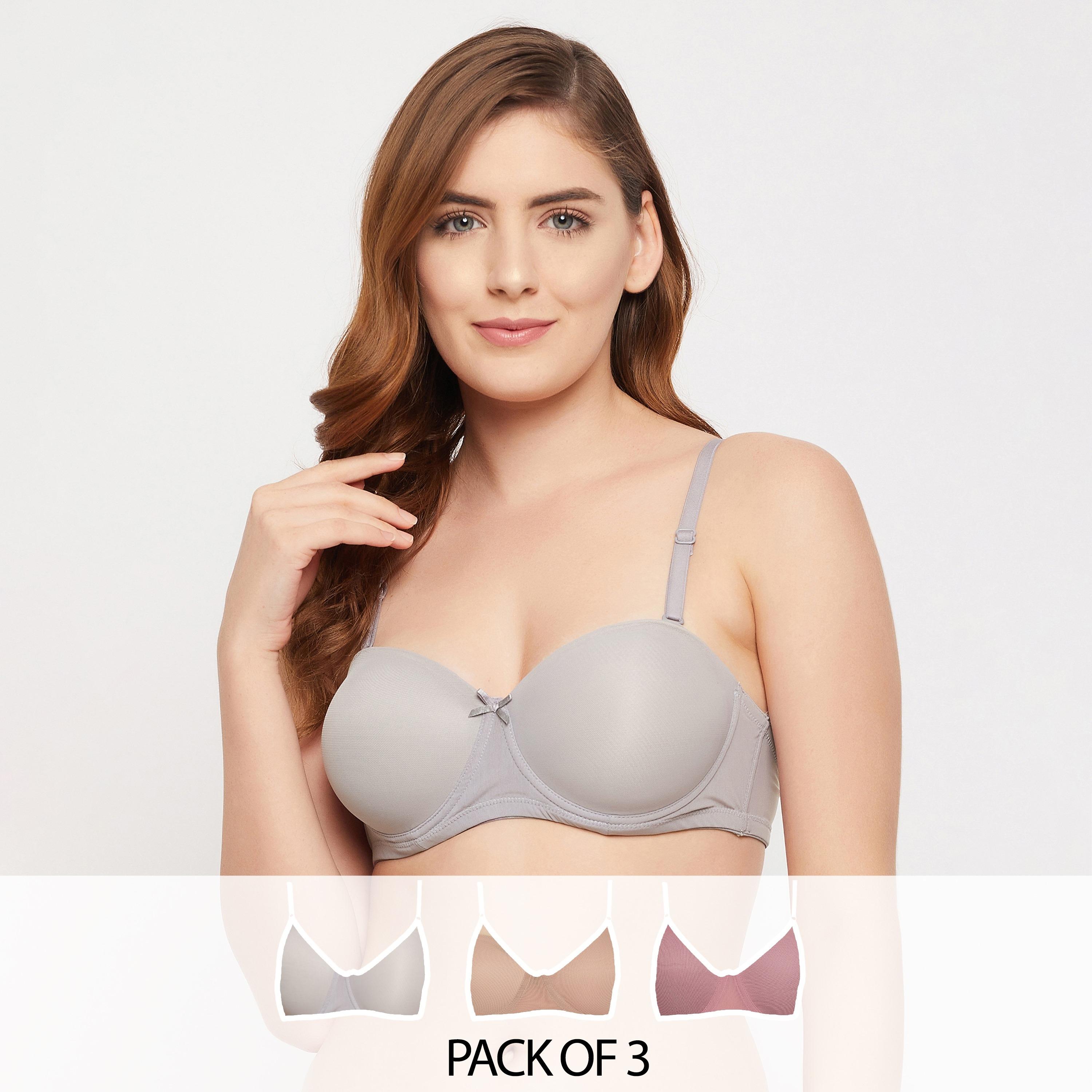 Clovia Pack of 3 Padded Underwired Full Cup Strapless Balconette Women's Bra in Multicolour-women-clothing-lingerie-bras-image-1