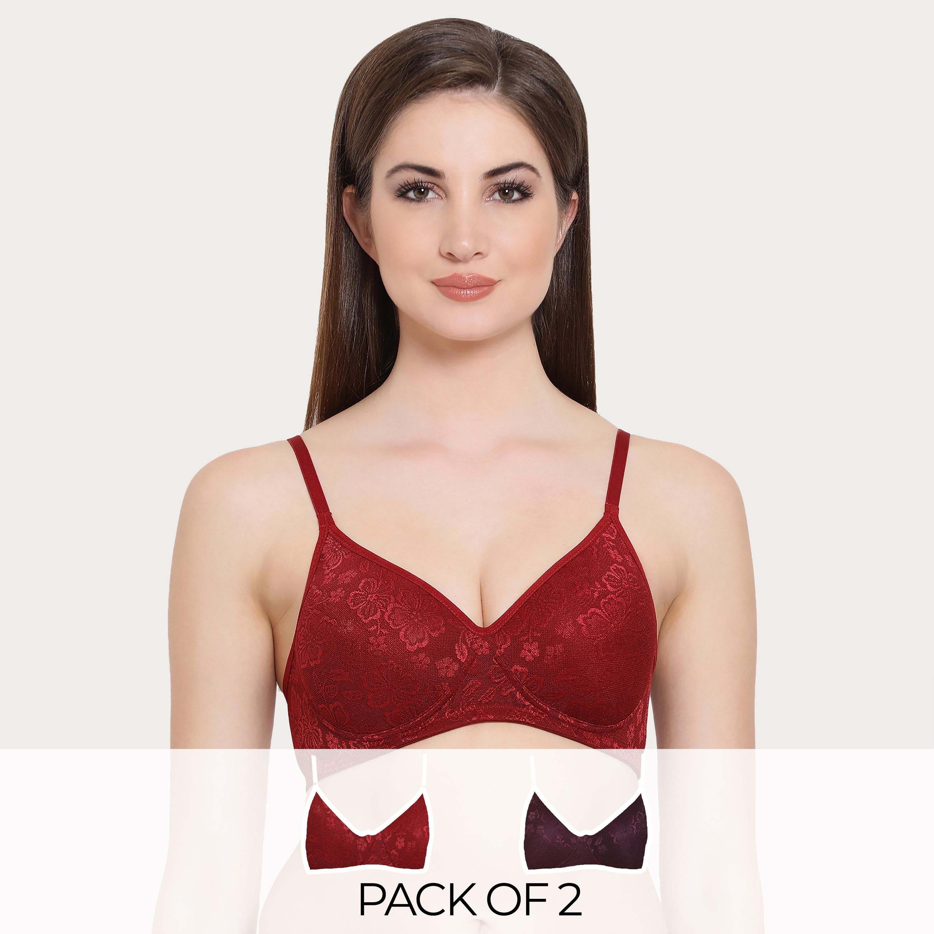Clovia Pack of 2 Lace Padded Non-Wired Full Coverage Women's Bra in Multicolour-women-clothing-lingerie-bras-image-1