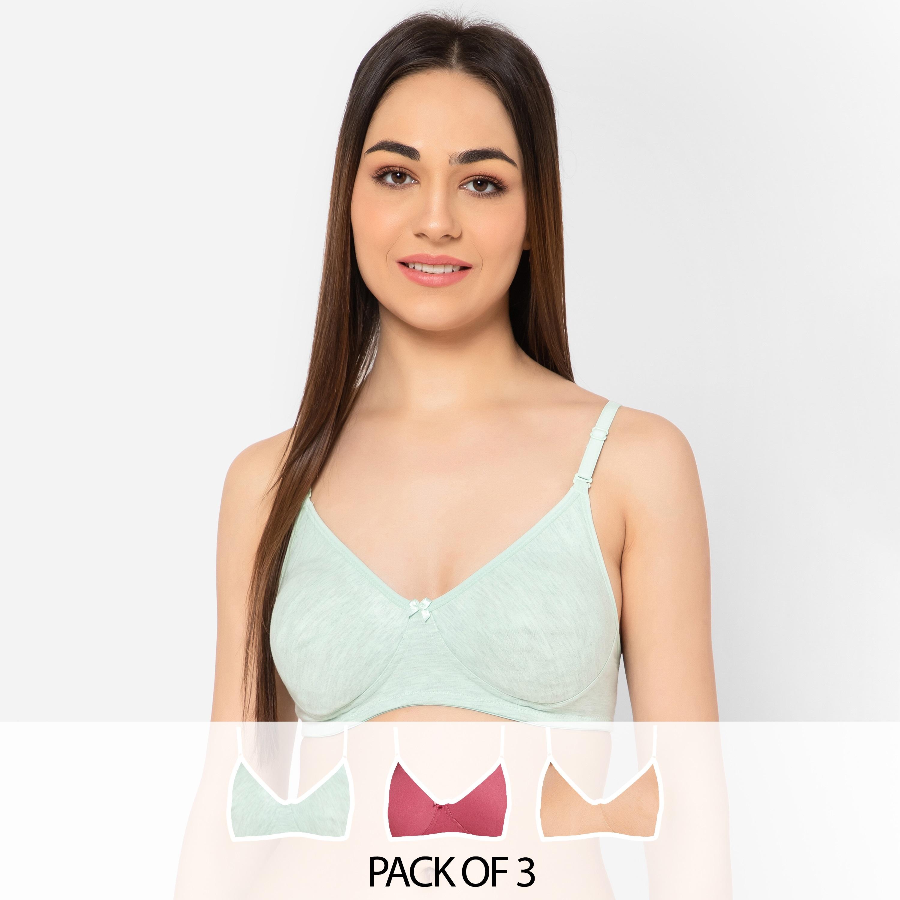 Clovia Pack of 3 Non-Padded Non-Wired Multiway T-shirt Women's Bra Cotton Rich in Multicolour-women-clothing-lingerie-bras-image-1