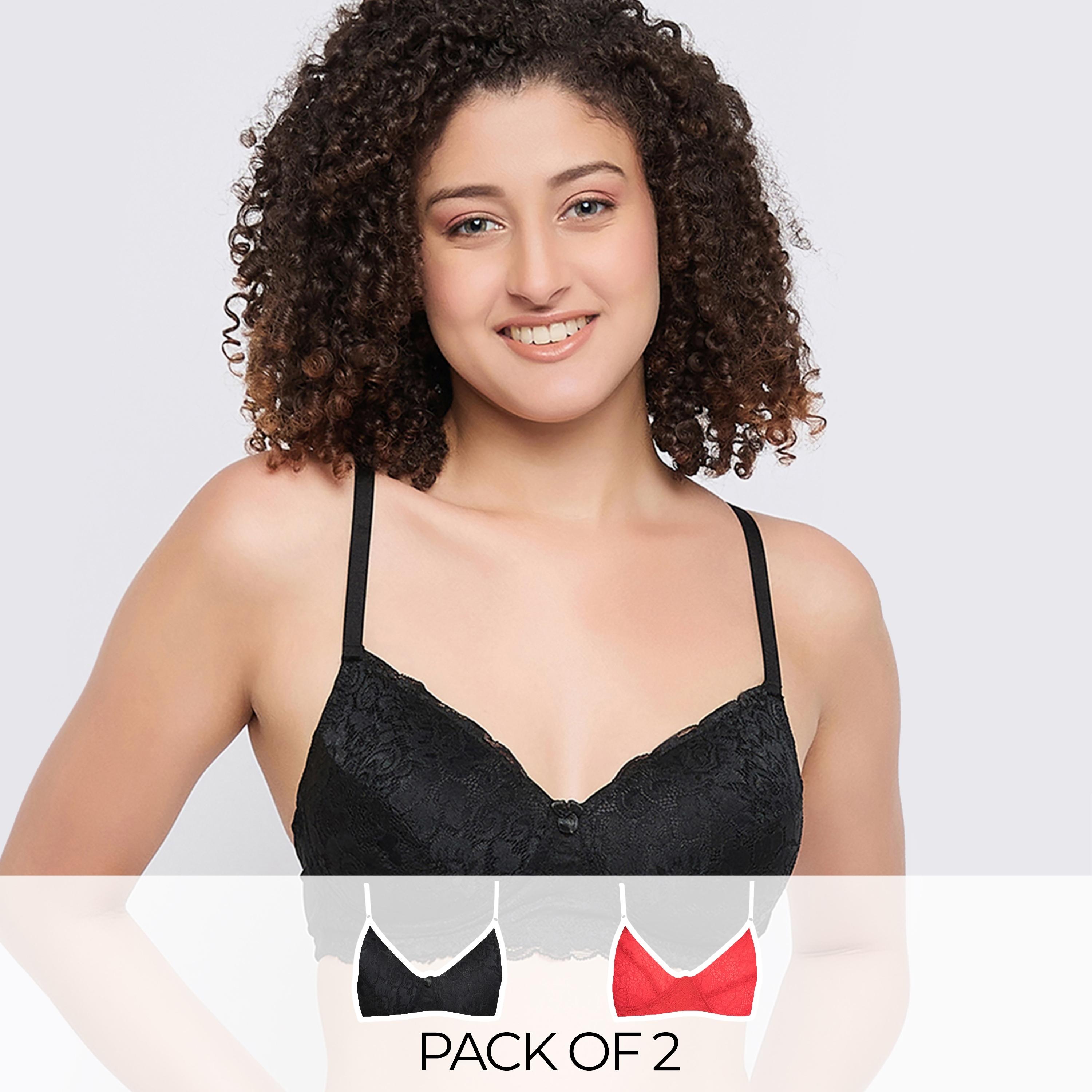 مجموعة من قطعتين من حمالة الصدر المبطنة بدون سلك للنساء دانتيل متعدد الألوان-women-clothing-lingerie-bras-image-1