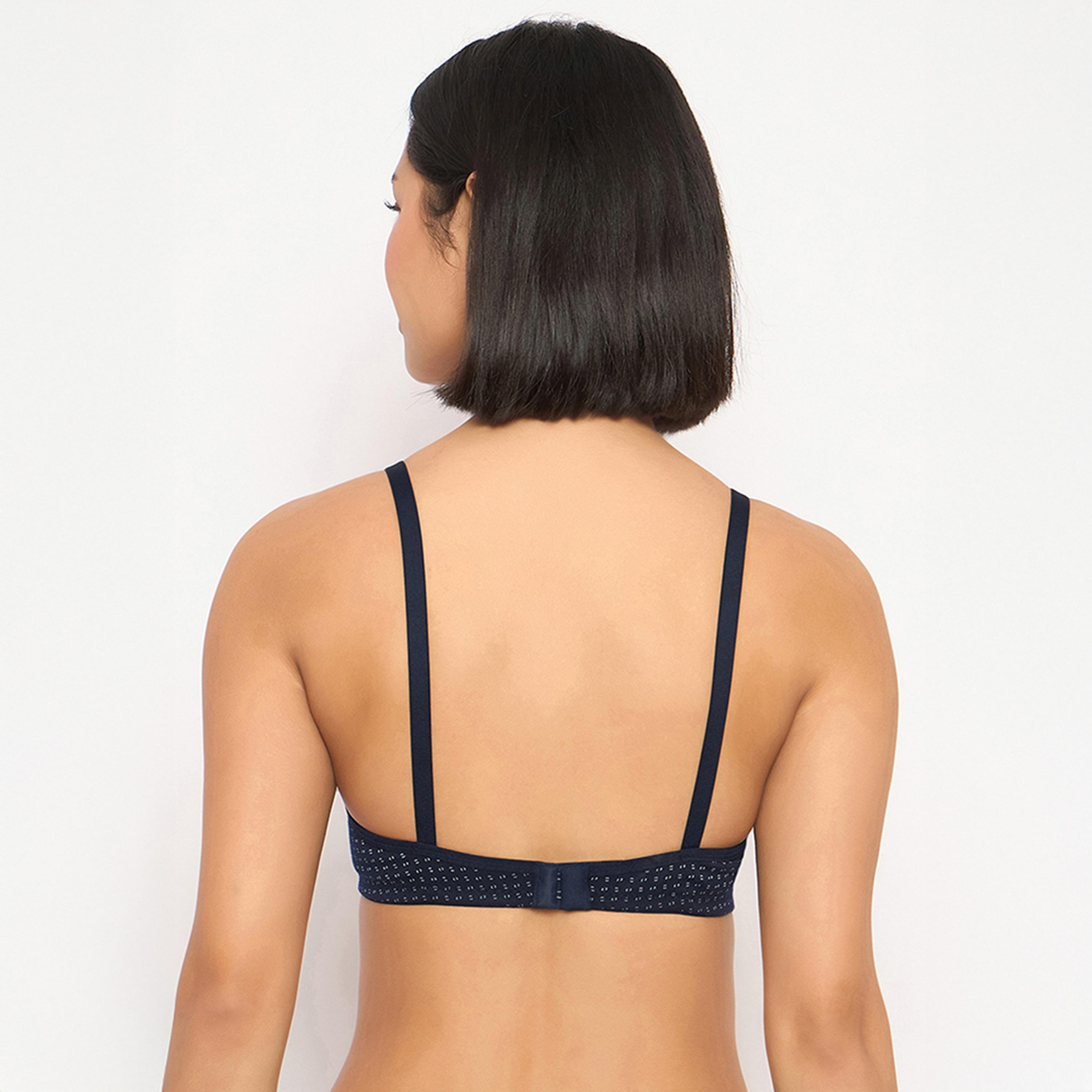 Clovia Pack of 2 Non-Padded Non-Wired Full Coverage Printed Women's T-Shirt Bra in Navy | Pink - Cotton Rich-women-clothing-lingerie-bras-image-10