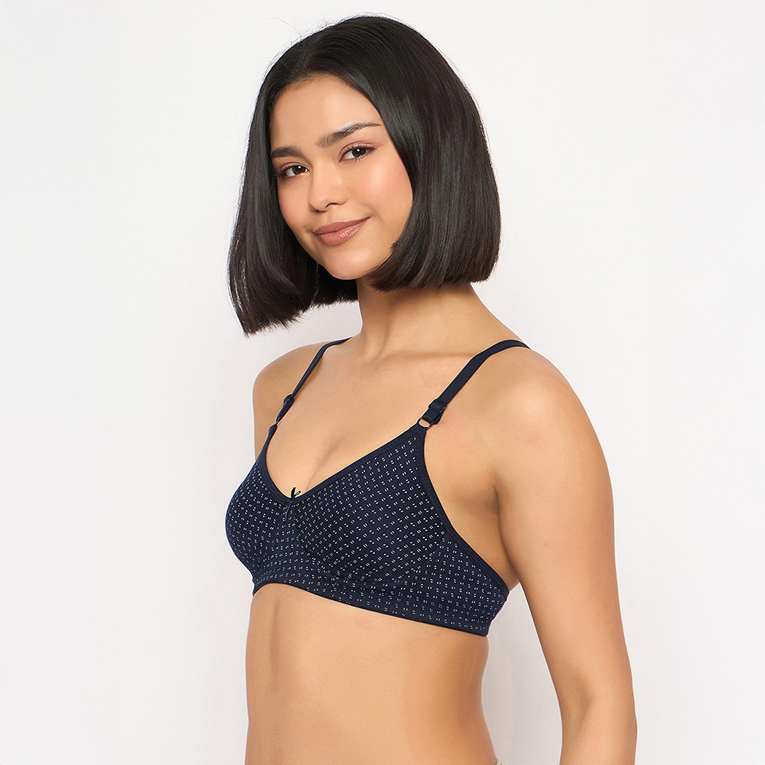 Clovia Pack of 2 Non-Padded Non-Wired Full Coverage Printed Women's T-Shirt Bra in Navy | Pink - Cotton Rich-women-clothing-lingerie-bras-image-6