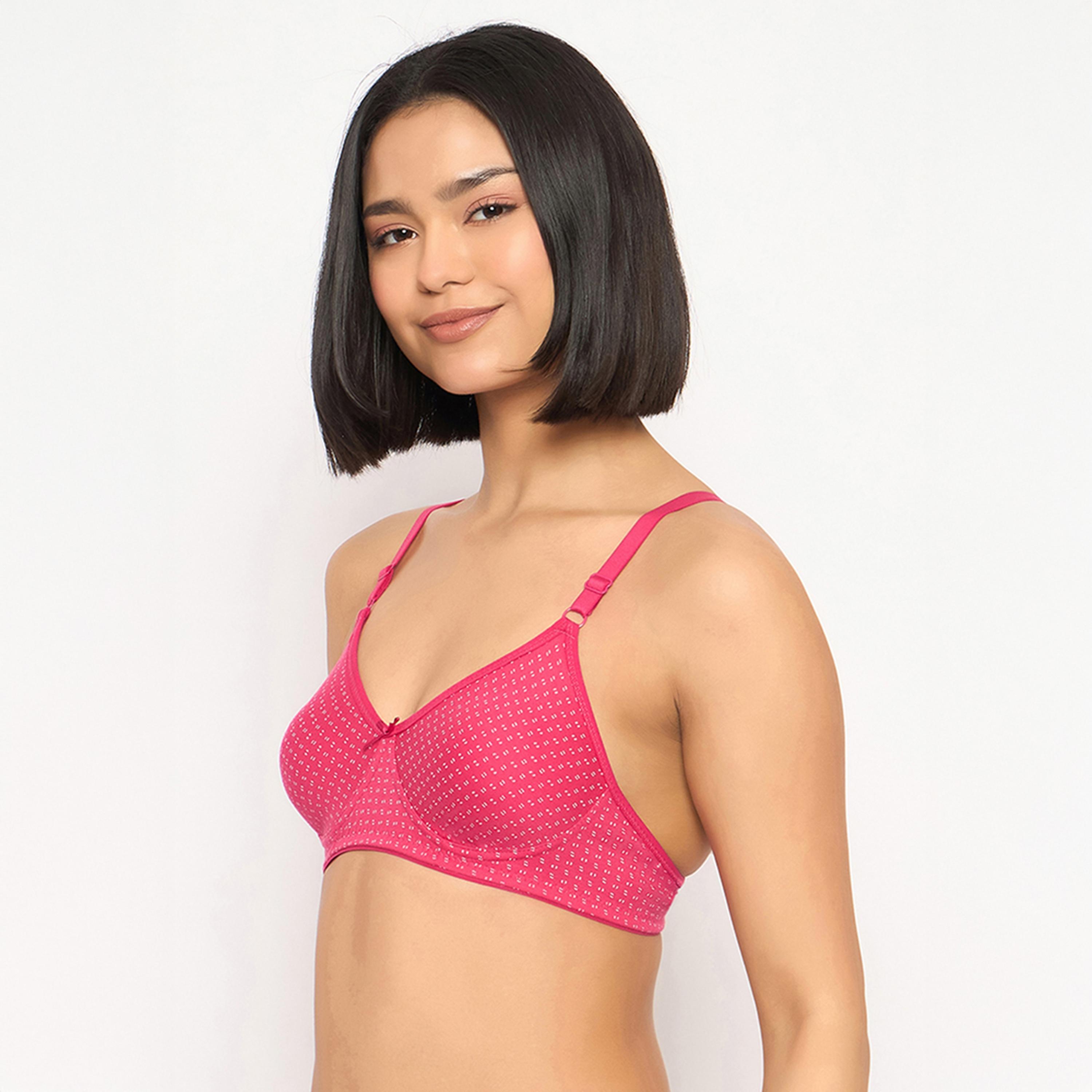 Clovia Pack of 2 Non-Padded Non-Wired Full Coverage Printed Women's T-Shirt Bra in Navy | Pink - Cotton Rich-women-clothing-lingerie-bras-image-7