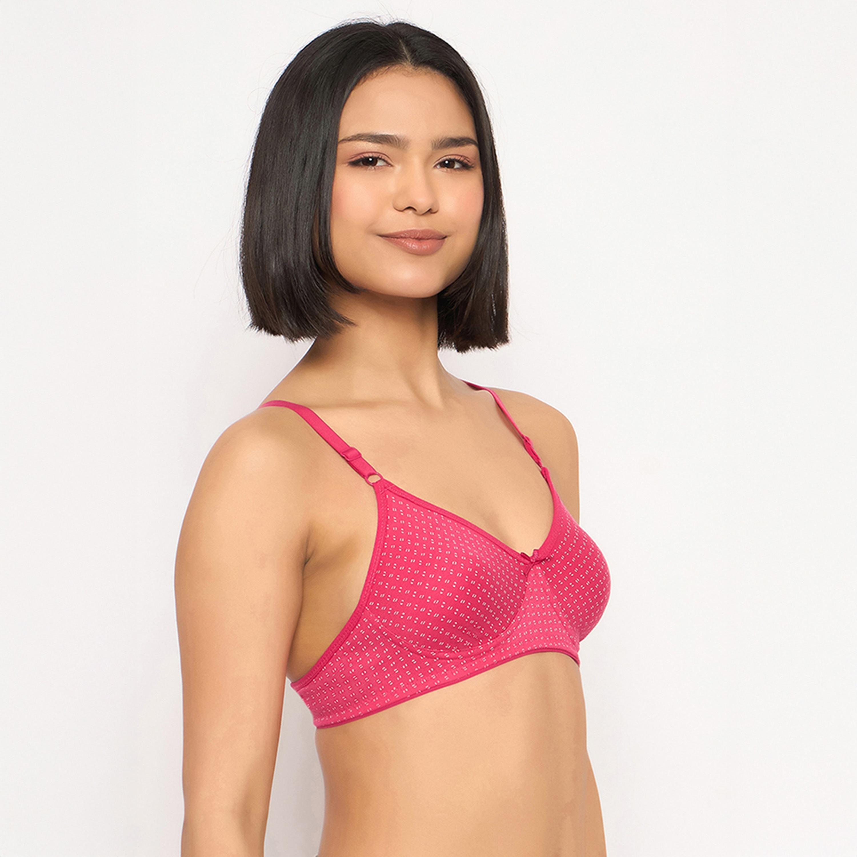 Clovia Pack of 2 Non-Padded Non-Wired Full Coverage Printed Women's T-Shirt Bra in Navy | Pink - Cotton Rich-women-clothing-lingerie-bras-image-9