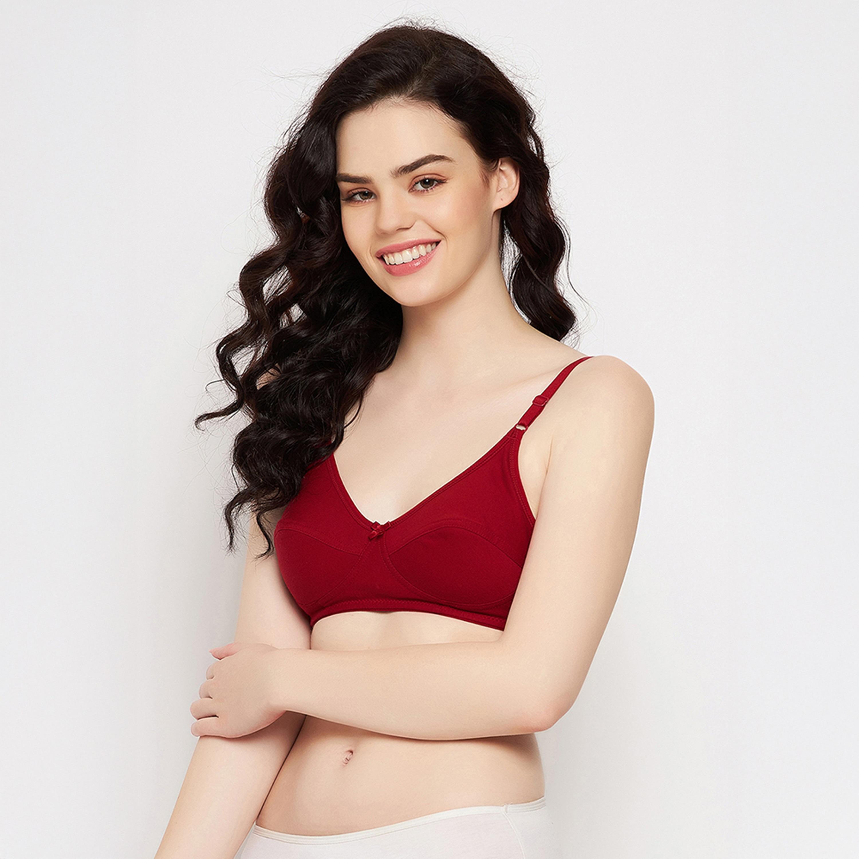 Clovia Pack of 2 Non-Padded Non-Wired Full Coverage Women's Bra in Black | Maroon - Cotton-women-clothing-lingerie-bras-image-7