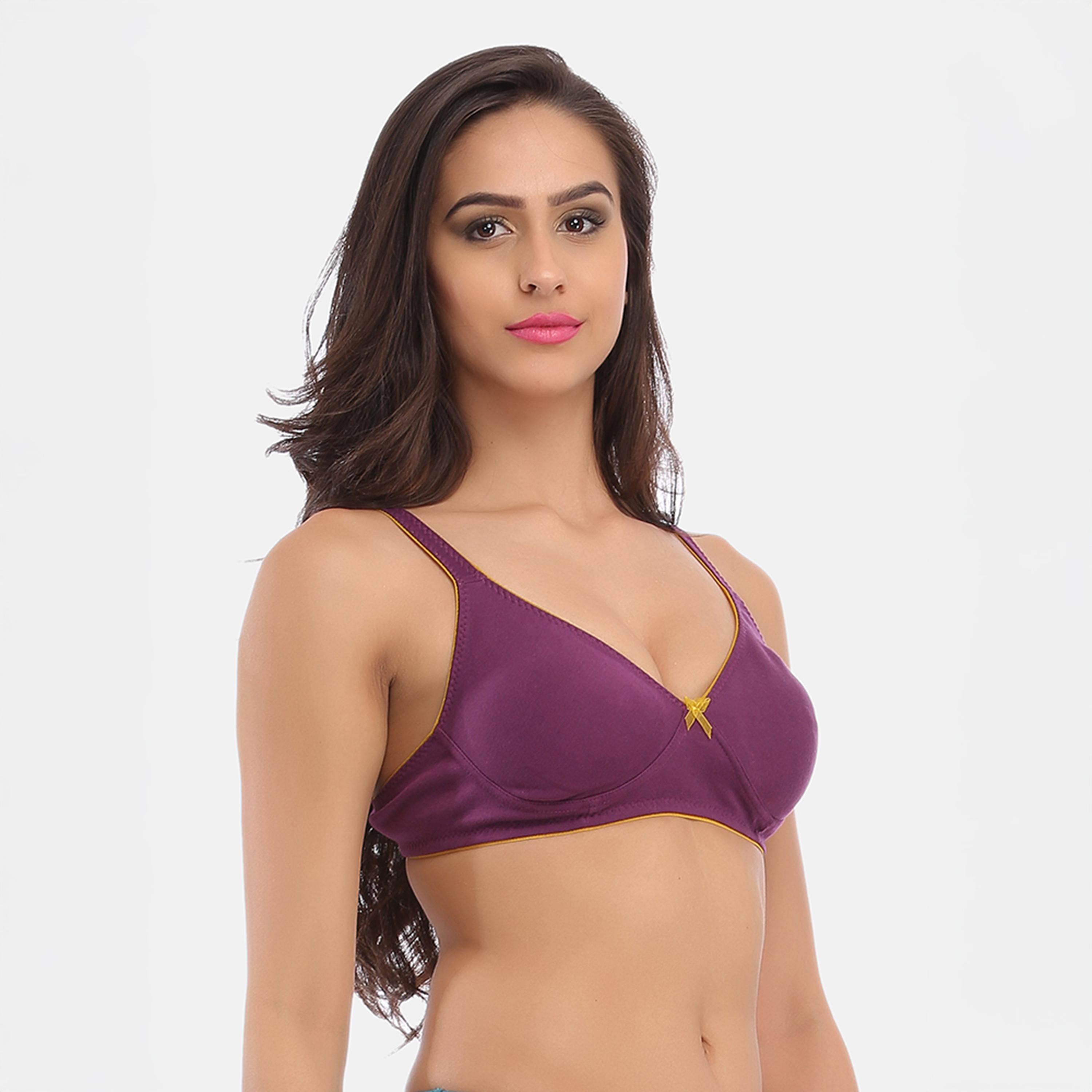 عبوة 2 حمالة صدر تي شيرت غير مبطنة، بدون سلك، بدمي كاب - أسود | أرجواني من كلوفيا-women-clothing-lingerie-bras-image-10