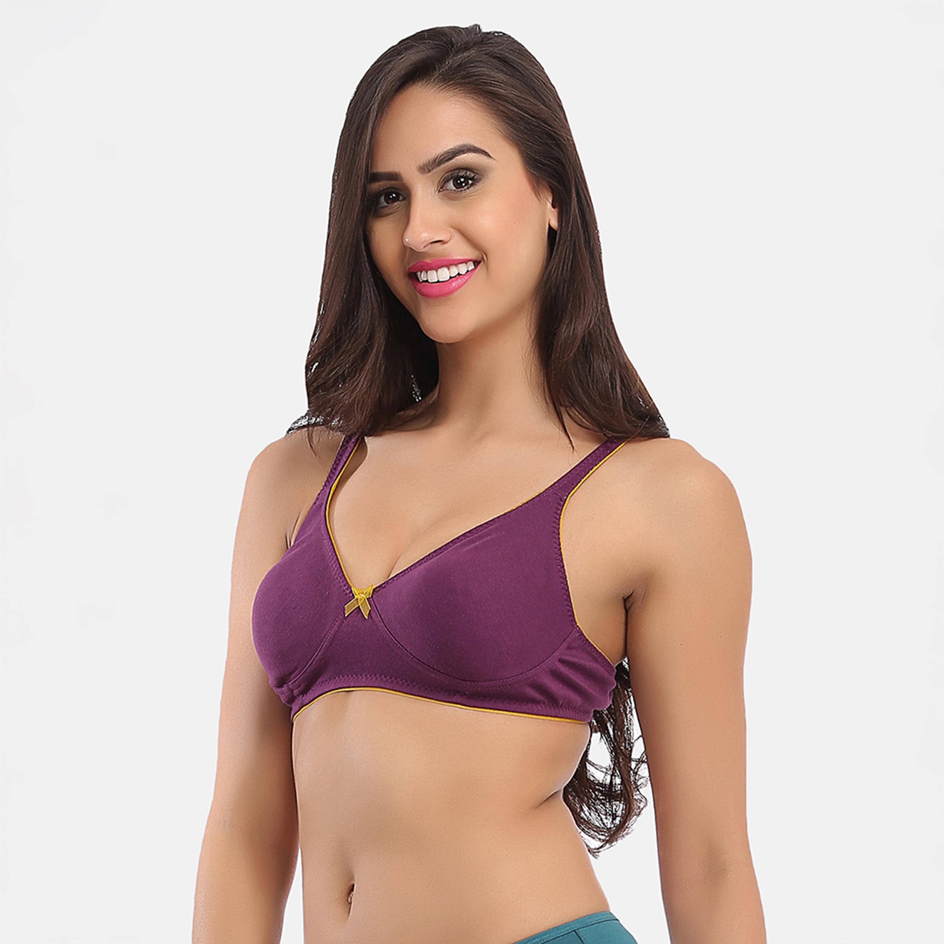 عبوة 2 حمالة صدر تي شيرت غير مبطنة، بدون سلك، بدمي كاب - أسود | أرجواني من كلوفيا-women-clothing-lingerie-bras-image-8