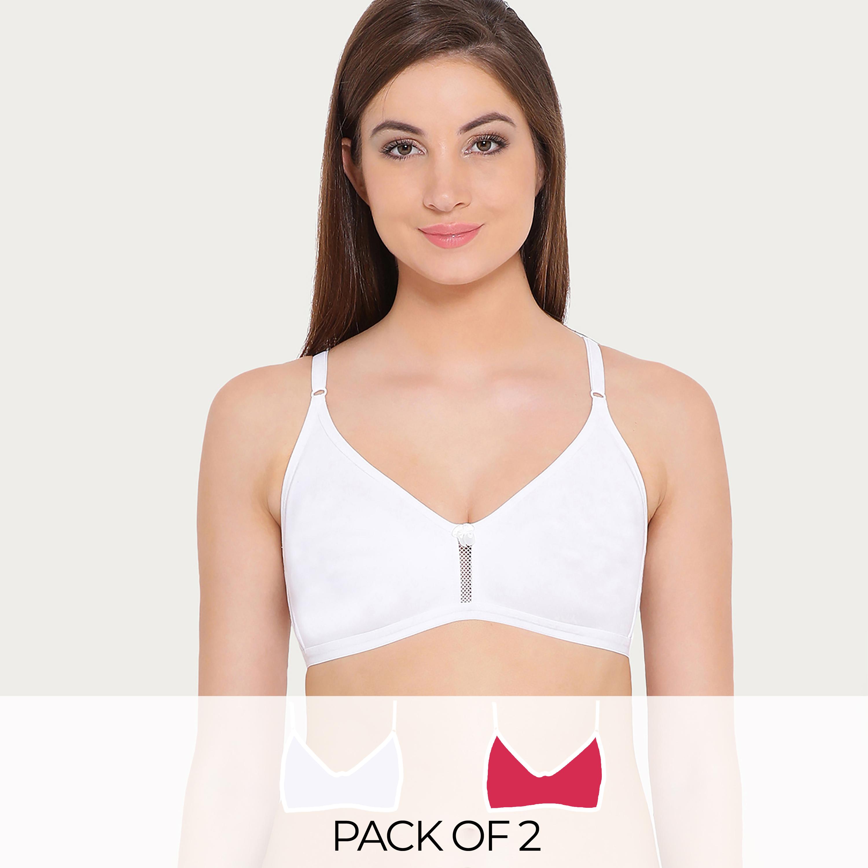 عبوة 2 حمالة صدر سموذي غير مبطنة، بدون سلك - فوشيا | أبيض من كلوفيا-women-clothing-lingerie-bras-image-1