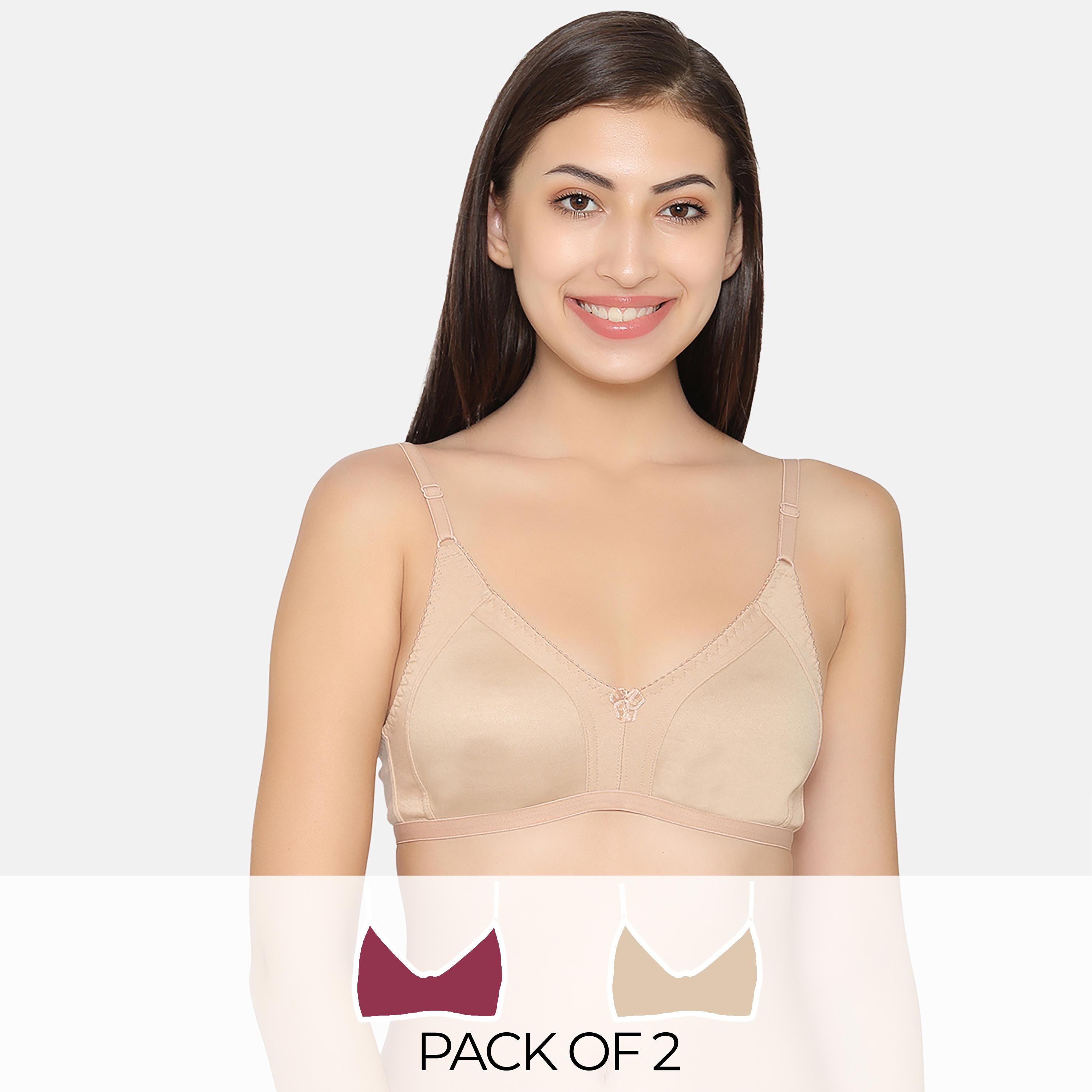 عبوة 2 حمالة صدر سبايسر كاب غير مبطنة، بدون سلك - نبيذي | بيج من كلوفيا-women-clothing-lingerie-bras-image-1