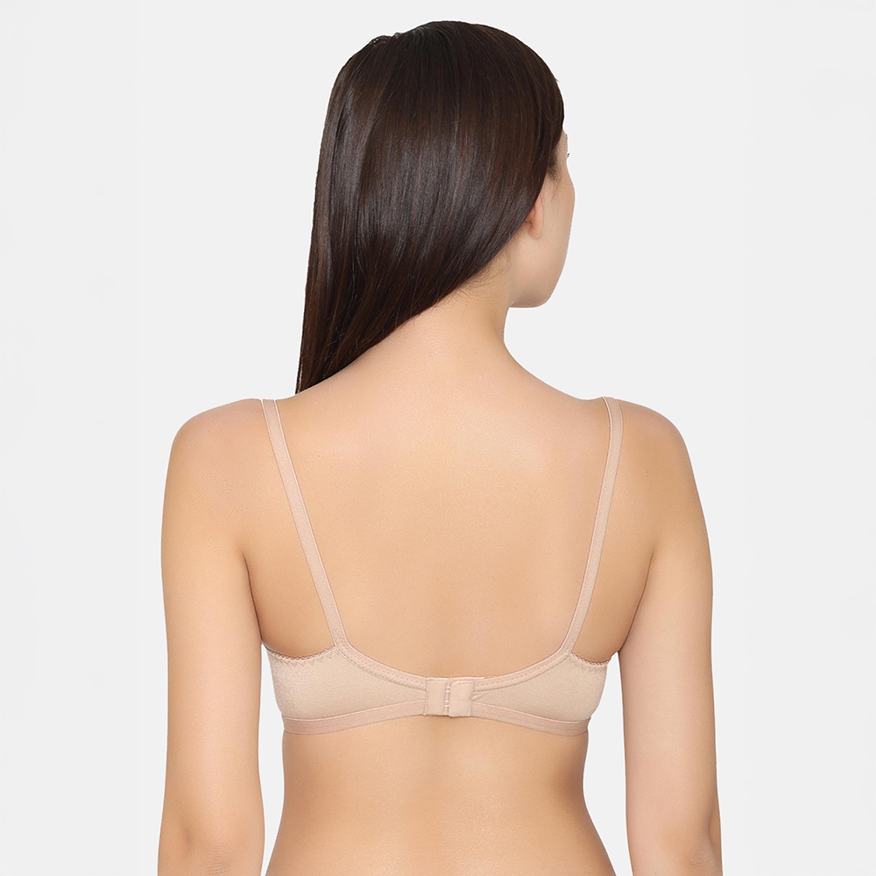 Clovia Pack of 2 Non-Padded Non-Wired Full Coverage Women's Spacer Cup Bra in Wine | Beige - Cotton-women-clothing-lingerie-bras-image-11