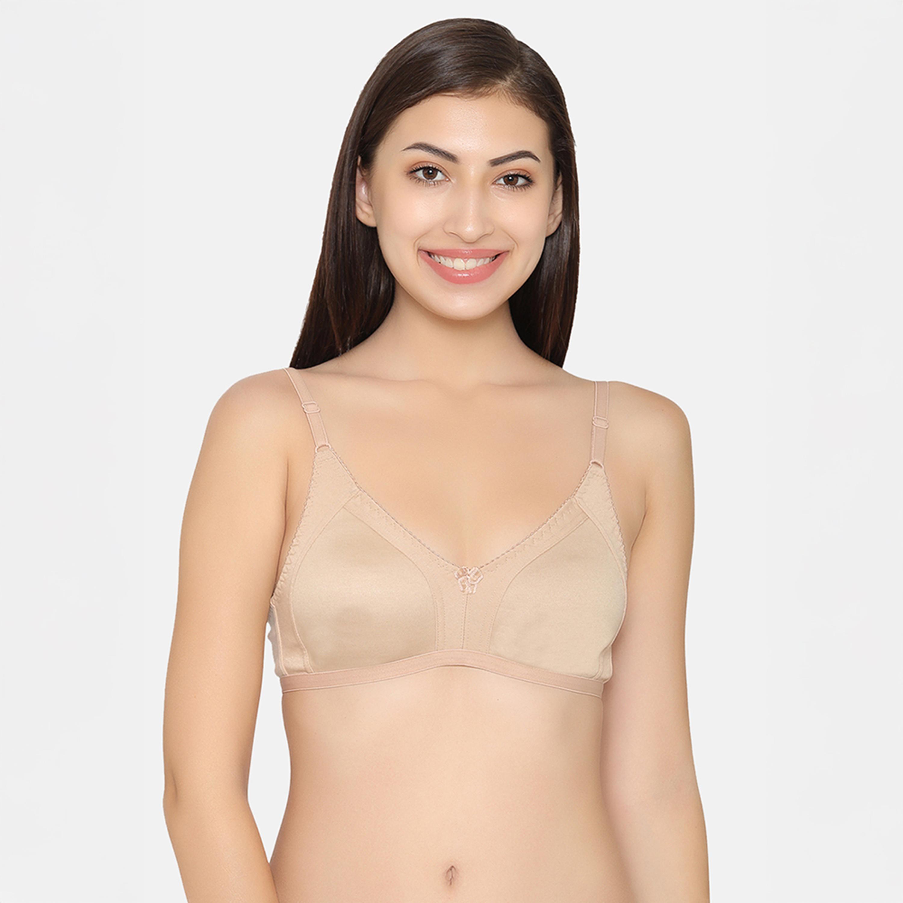 Clovia Pack of 2 Non-Padded Non-Wired Full Coverage Women's Spacer Cup Bra in Wine | Beige - Cotton-women-clothing-lingerie-bras-image-5