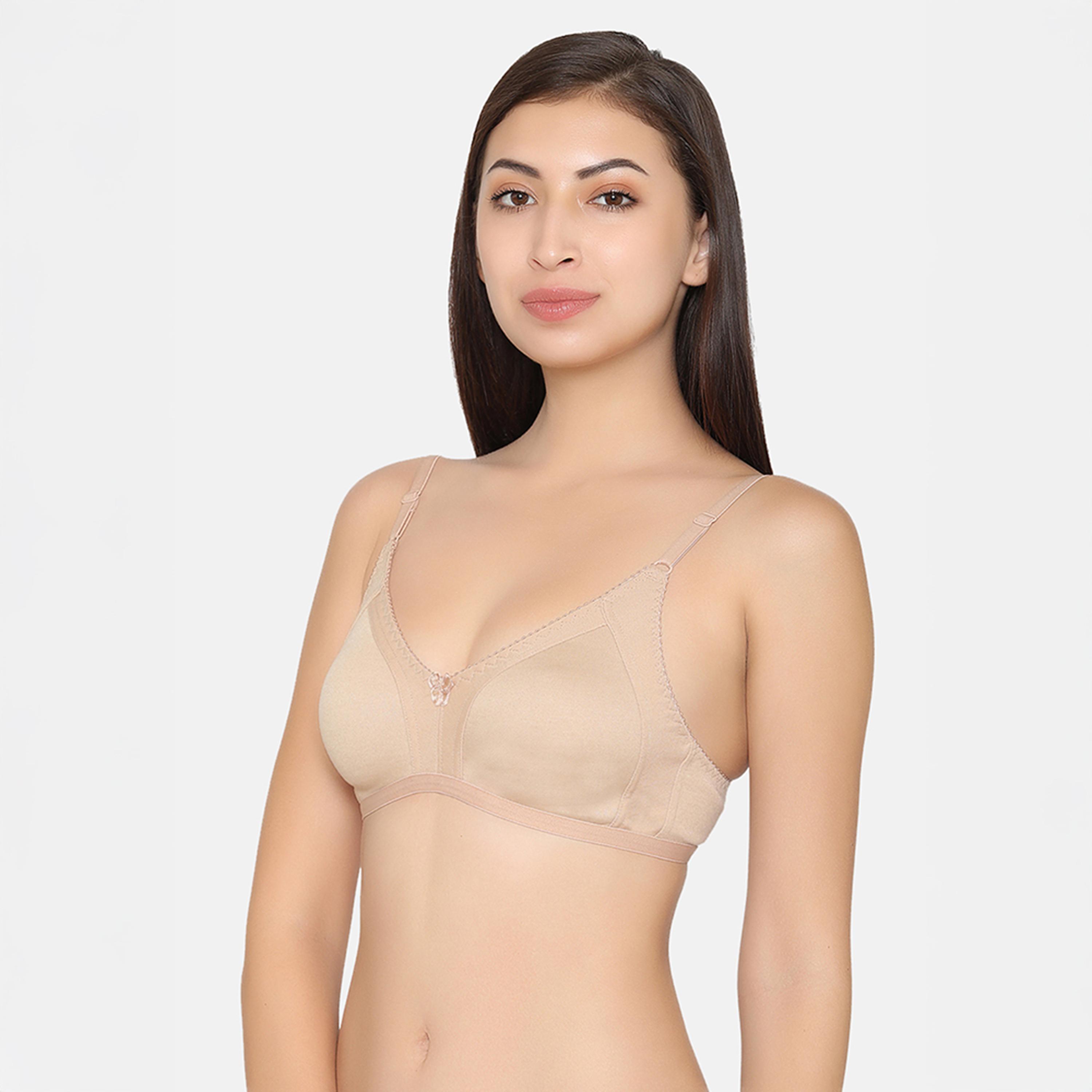 Clovia Pack of 2 Non-Padded Non-Wired Full Coverage Women's Spacer Cup Bra in Wine | Beige - Cotton-women-clothing-lingerie-bras-image-9